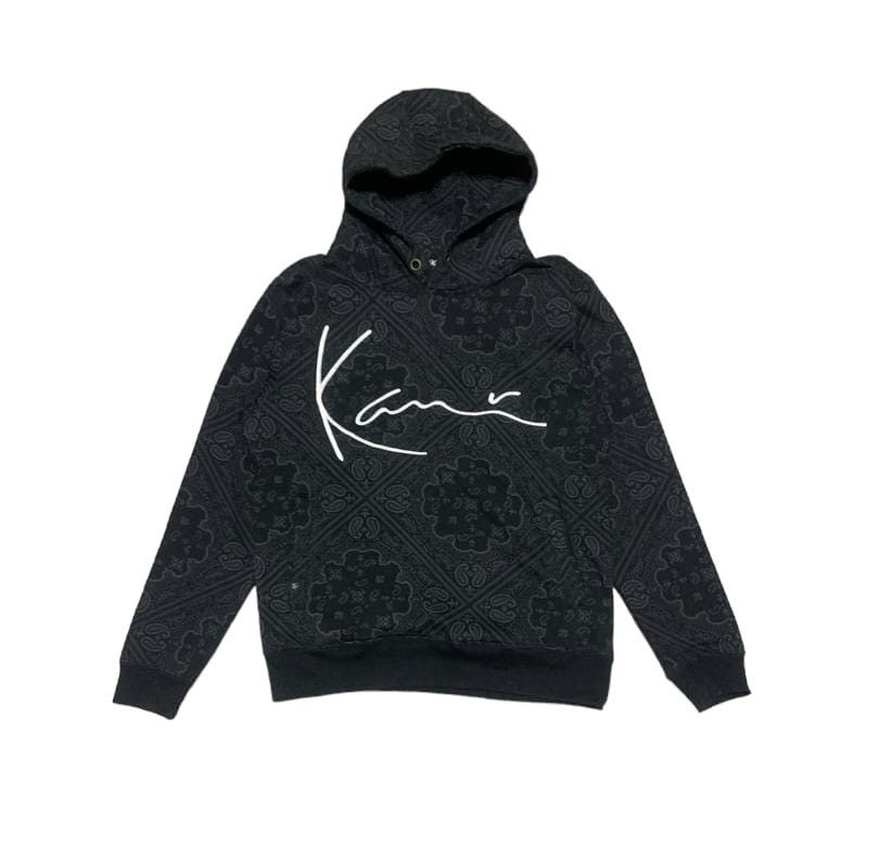 image of Archival Clothing x Karl Kani Vintage Karl Kani Fullprint Art Presley Pullover Hoodie in Black (Siz