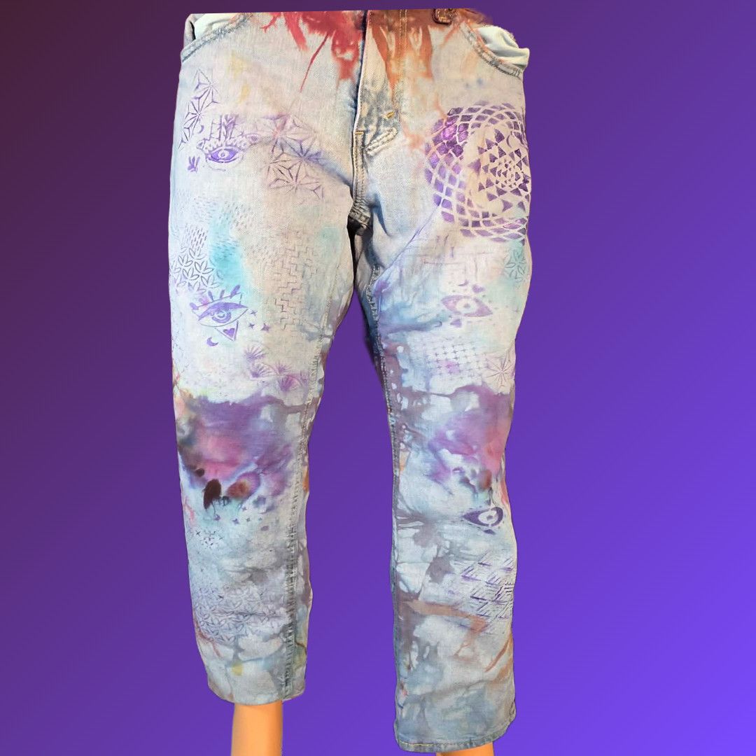 Painted Ice Dyed Jeans