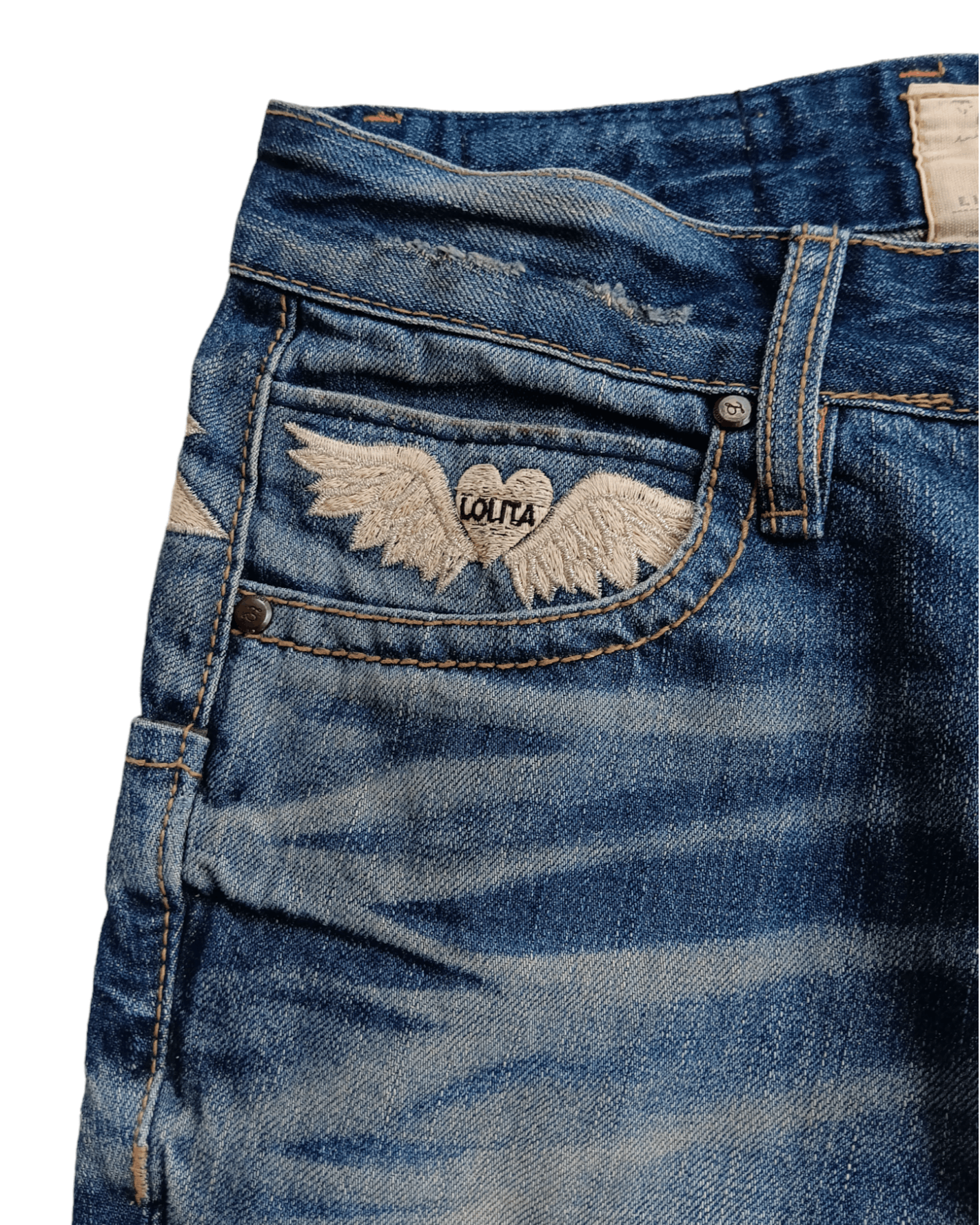 Japanese Brand YOSHITOMO NARA LOLITA WINGS EMBROIDERED BOOTCUT LOW RISE Size US 29 - 8 Thumbnail