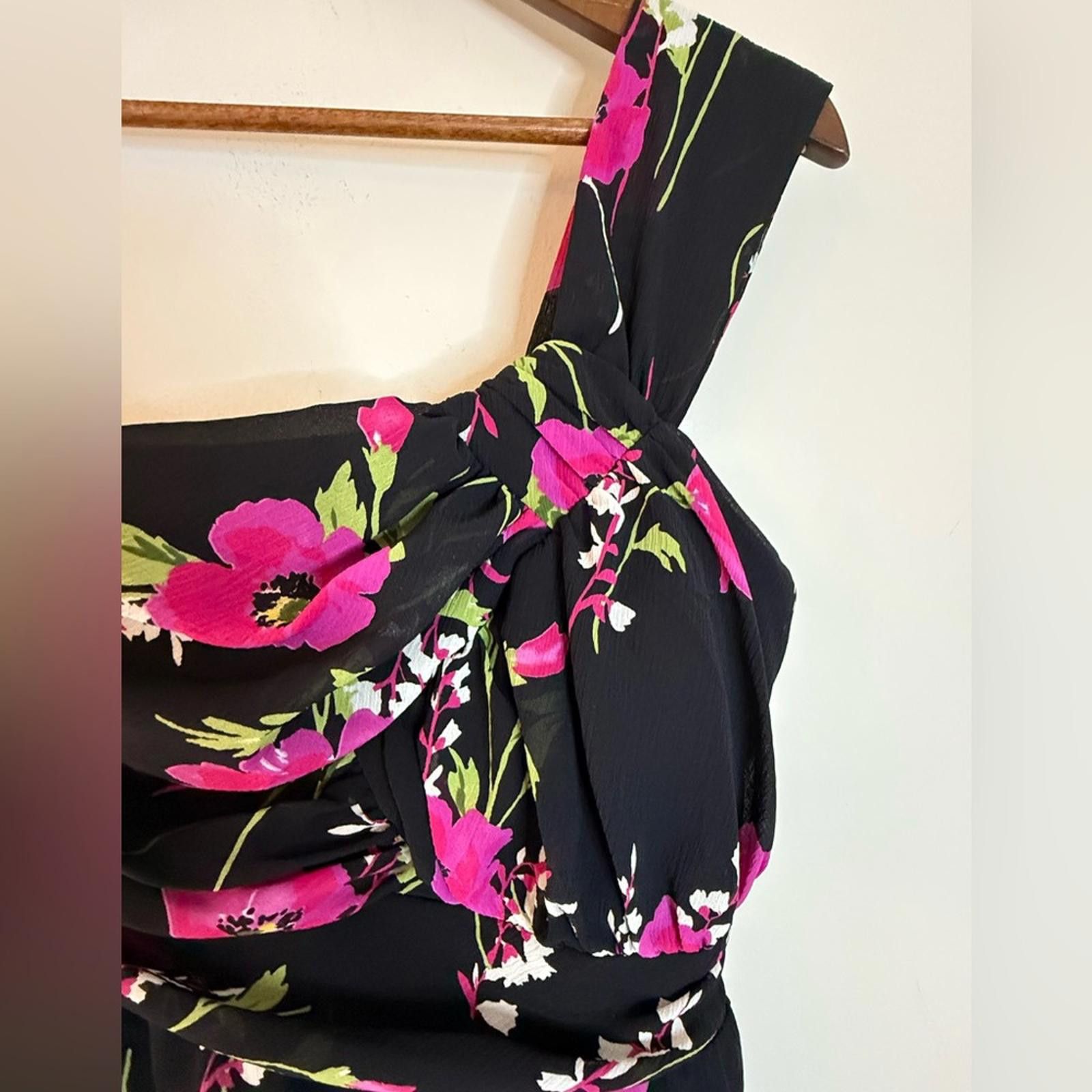 Other Delia’s floral one shoulder mini dress black pink green SZ 3 Size M / US 6-8 / IT 42-44 - 3 Thumbnail