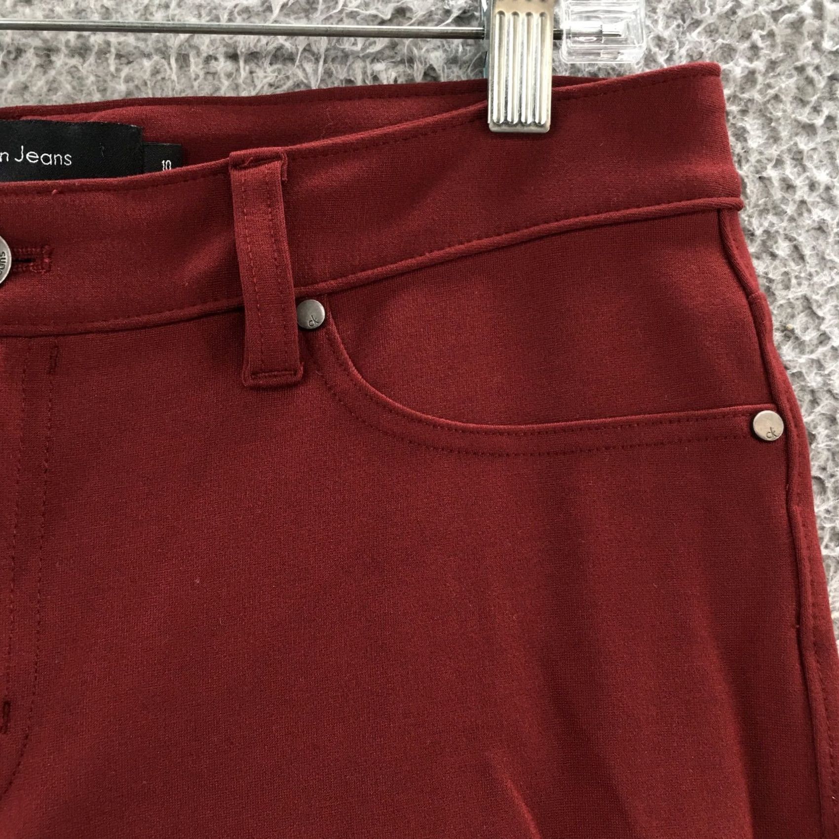 Calvin Klein Calvin Klein Skinny Pants Womens 10 Burgundy Mid Rise 5 Pockets Casual Slim Leg Regular 32in Waist 30in Inseam Mens Womens Girls Boys Size 32" / US 10 / IT 46 - 5 Thumbnail