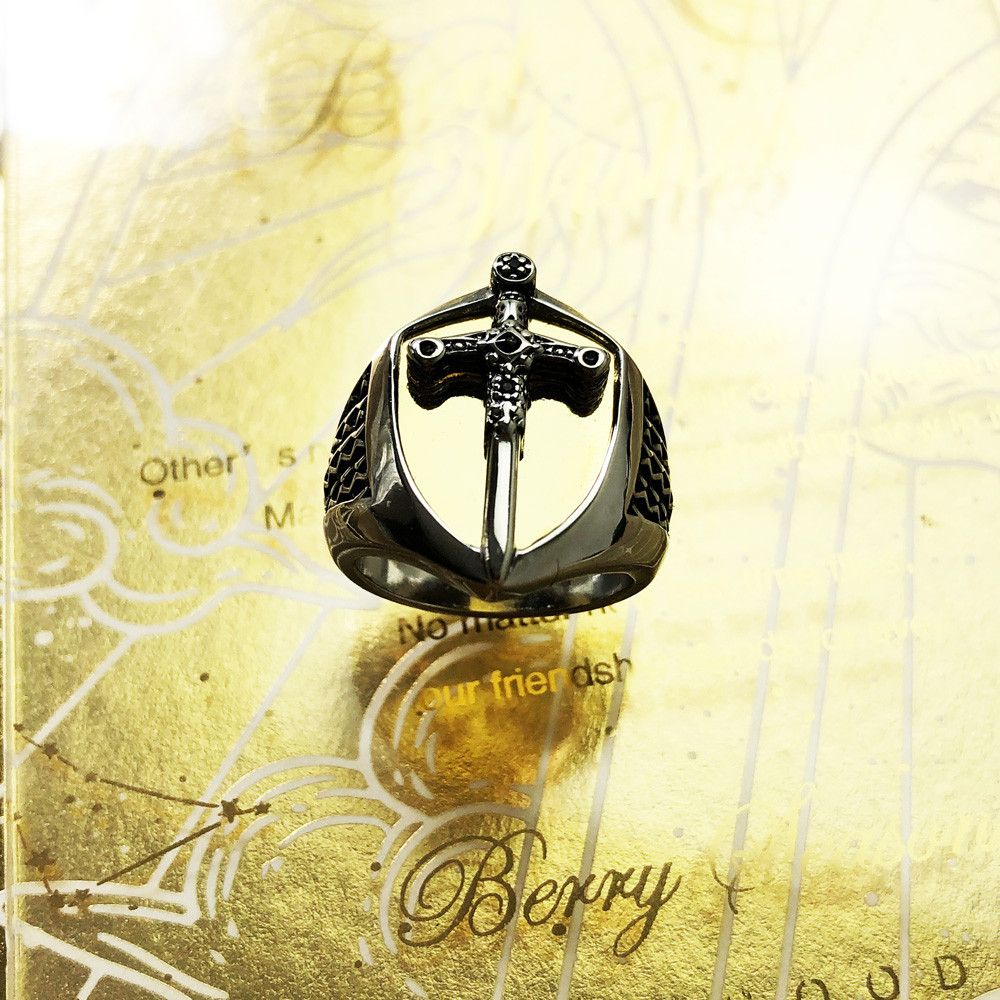 Jewelry SIZE 9 925 Sterling Silver Sword Golden Signet Ring Size ONE SIZE - 3 Thumbnail