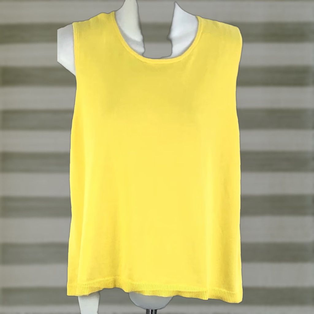 Coldwater Creek Coldwater Creek Sleeveless Knit Tank Top PL Yellow Pullover Lagenlook CottageCore Size L / US 10 / IT 46 - 1 Thumbnail