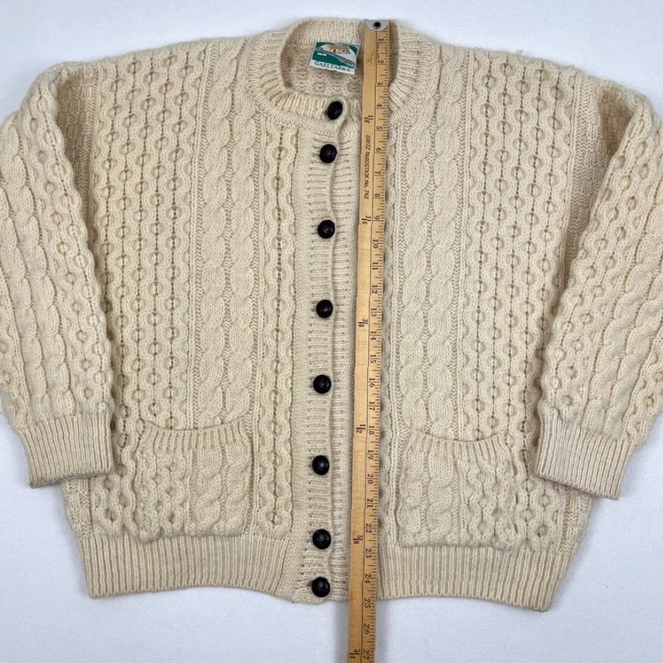 Vintage Gaeltarra Cardigan Sweater Womens M Oversized Cream Beige New Wool Cable Knit Size M / US 6-8 / IT 42-44 - 4 Thumbnail