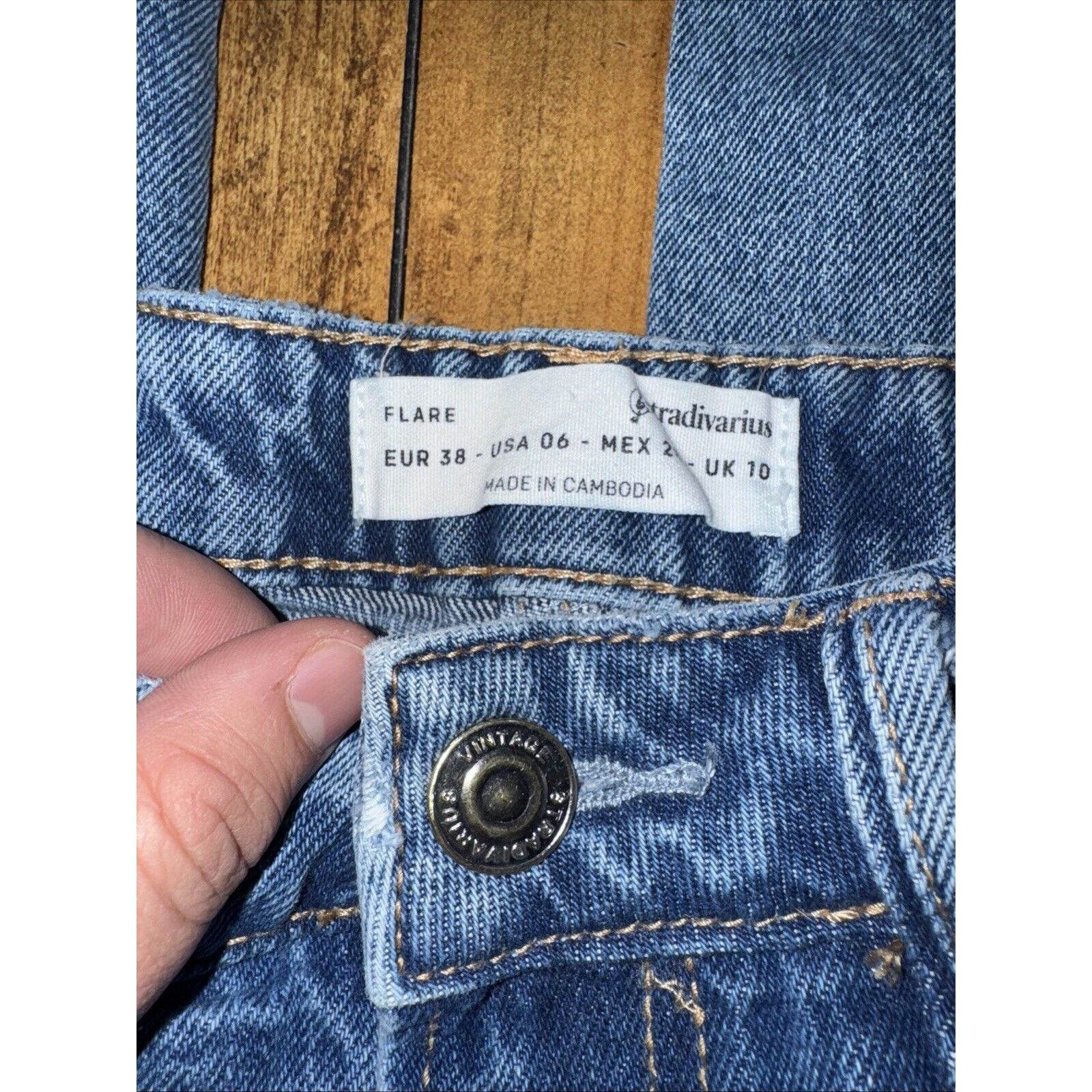 Vintage Stradivarius Denim Jeans Flare USA 6 Blue 27x33 Size 28" / US 6 / IT 42 - 4 Thumbnail