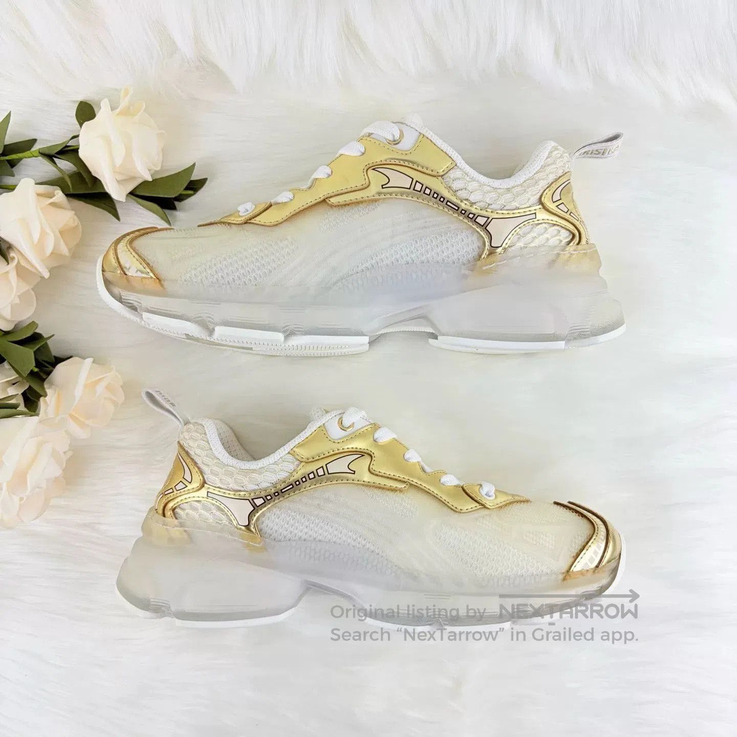 Dior Dior Vibe White Gold Monogram Sneakers. Size US 5 / IT 35 - 4 Thumbnail