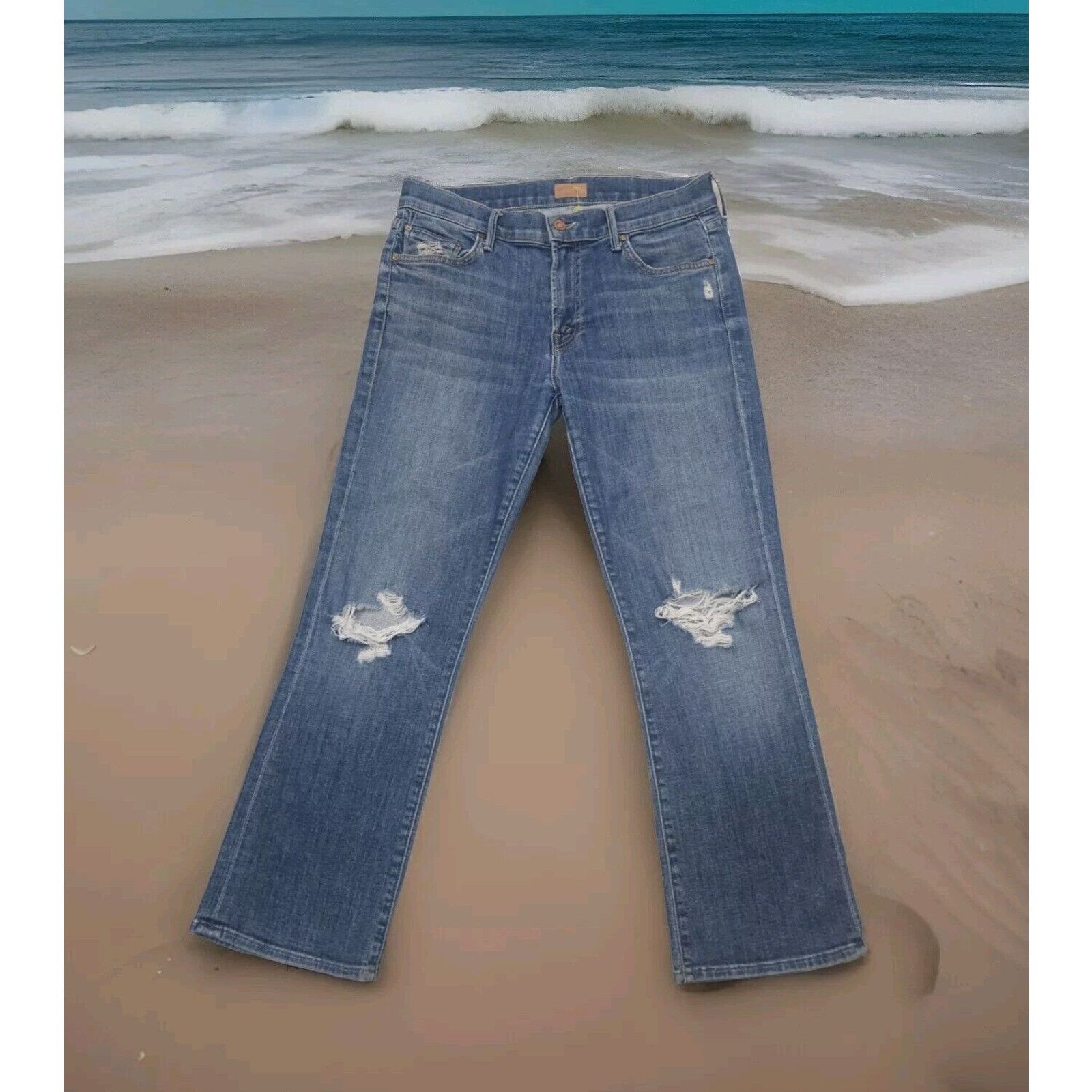 MOTHER Mother the Outsider Crop Jeans Crazy Like a Fox Wash Size 29 Size 29" - 4 Thumbnail