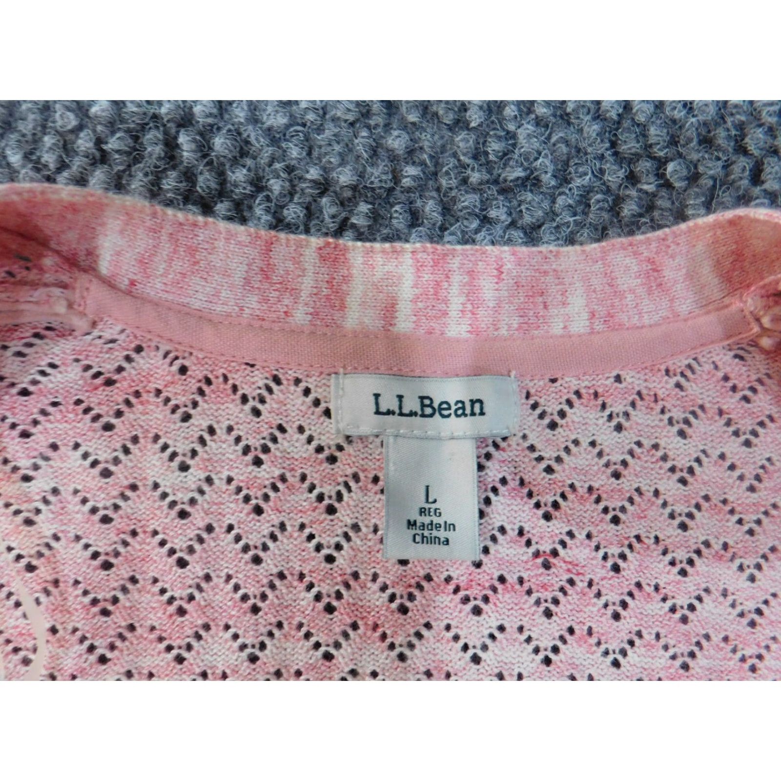 Vintage LL Bean Cardigan Sweater Womens L Pink Open Knit Cotton Crew Neck Long Sleeve Size L / US 10 / IT 46 - 5 Thumbnail