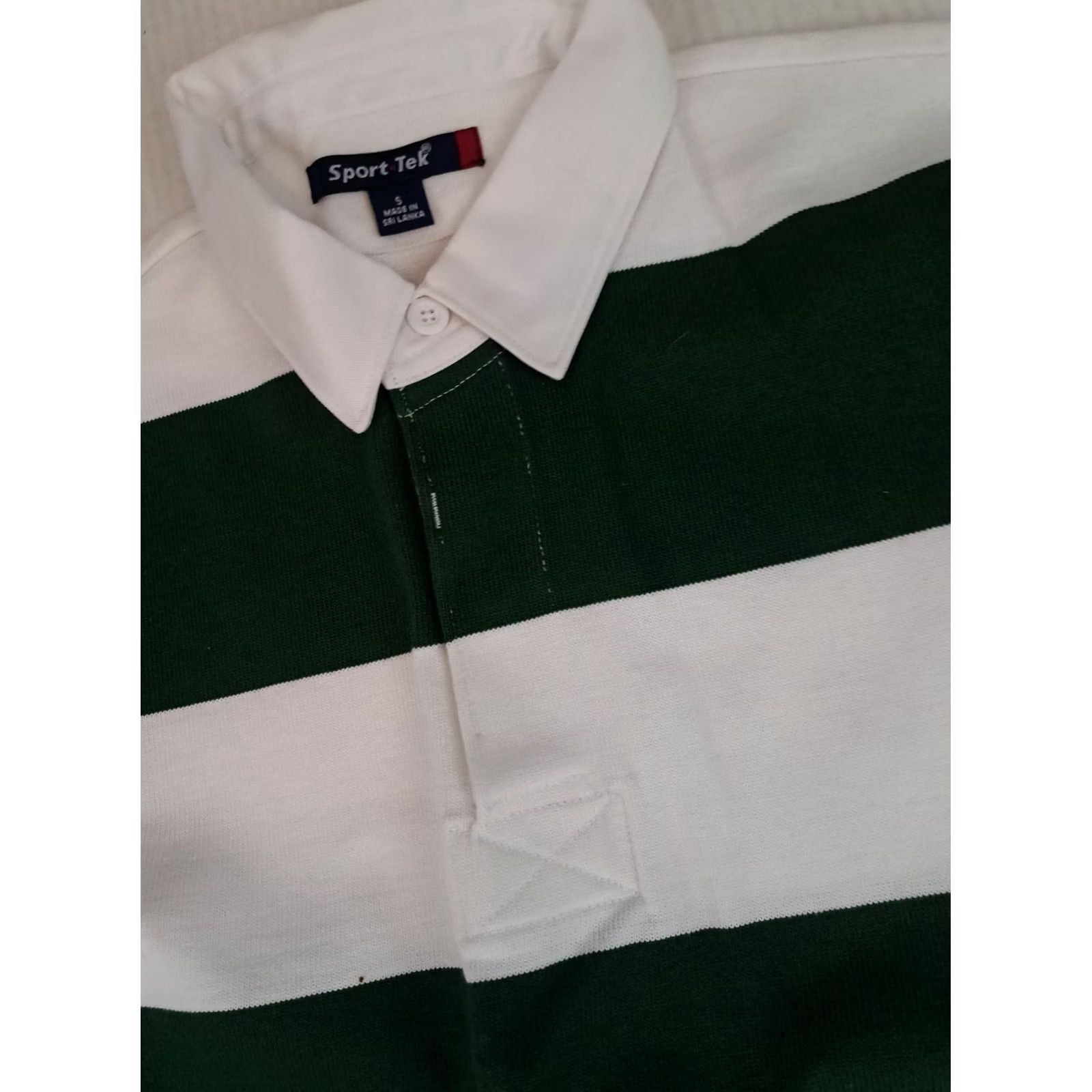 Vintage VINTAGE Sport-Tek Shirt S green&white Hidden Button Striped Rugby Size US S / EU 44-46 / 1 - 5 Thumbnail