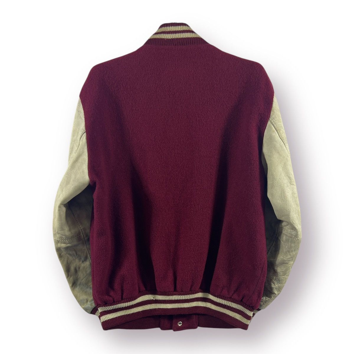 🔥 Vintage 90's japan Wrangler Leather Sleeves Varsity Jacket