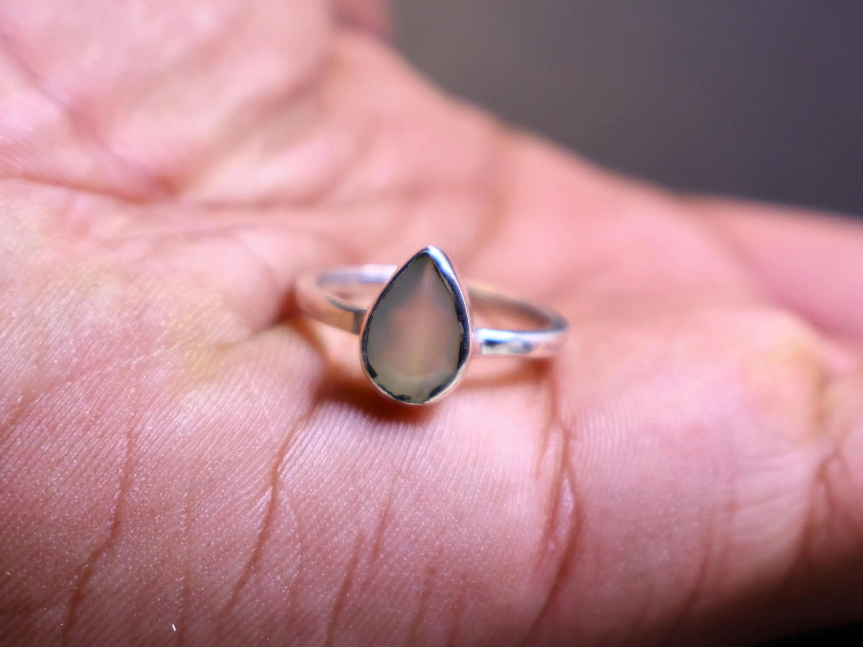 Handmade Aqua Chalcedony ring, Sterling silver ring, Handmade Ring, Size ONE SIZE - 7 Thumbnail