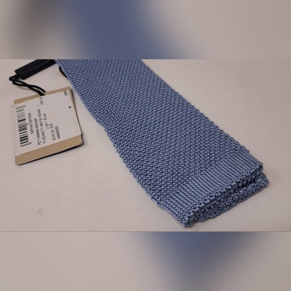 Burberry Burberry Men's 100% Silk Square Tie Slim Fit Light Sky Blue Size ONE SIZE - 2 Thumbnail