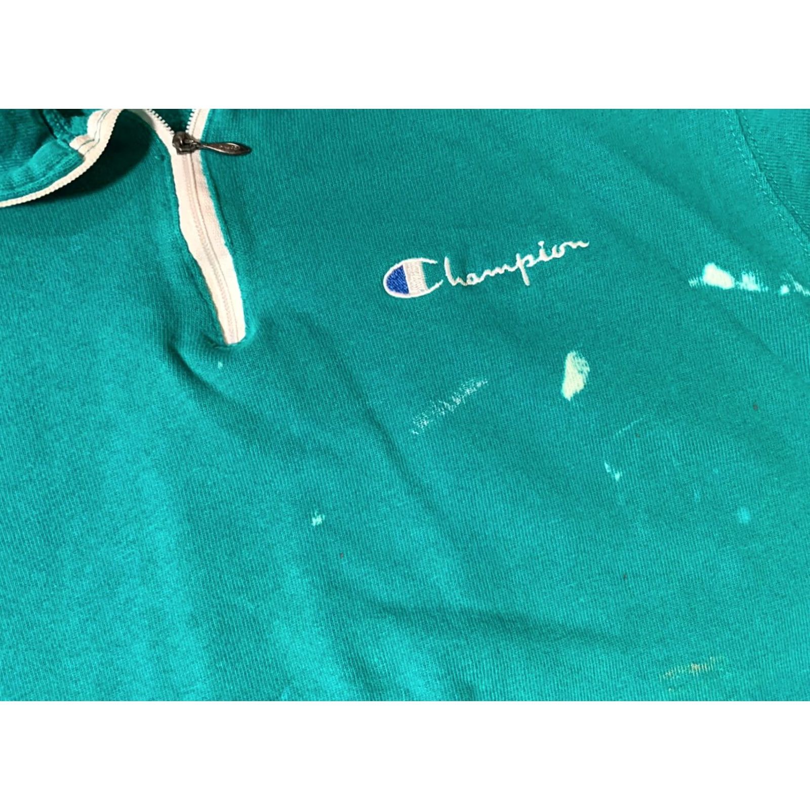 Champion VINTAGE Champion 1/4 Zip Pullover Sweatshirt Men's Medium Green USA Made Size US M / EU 48-50 / 2 - 2 Thumbnail