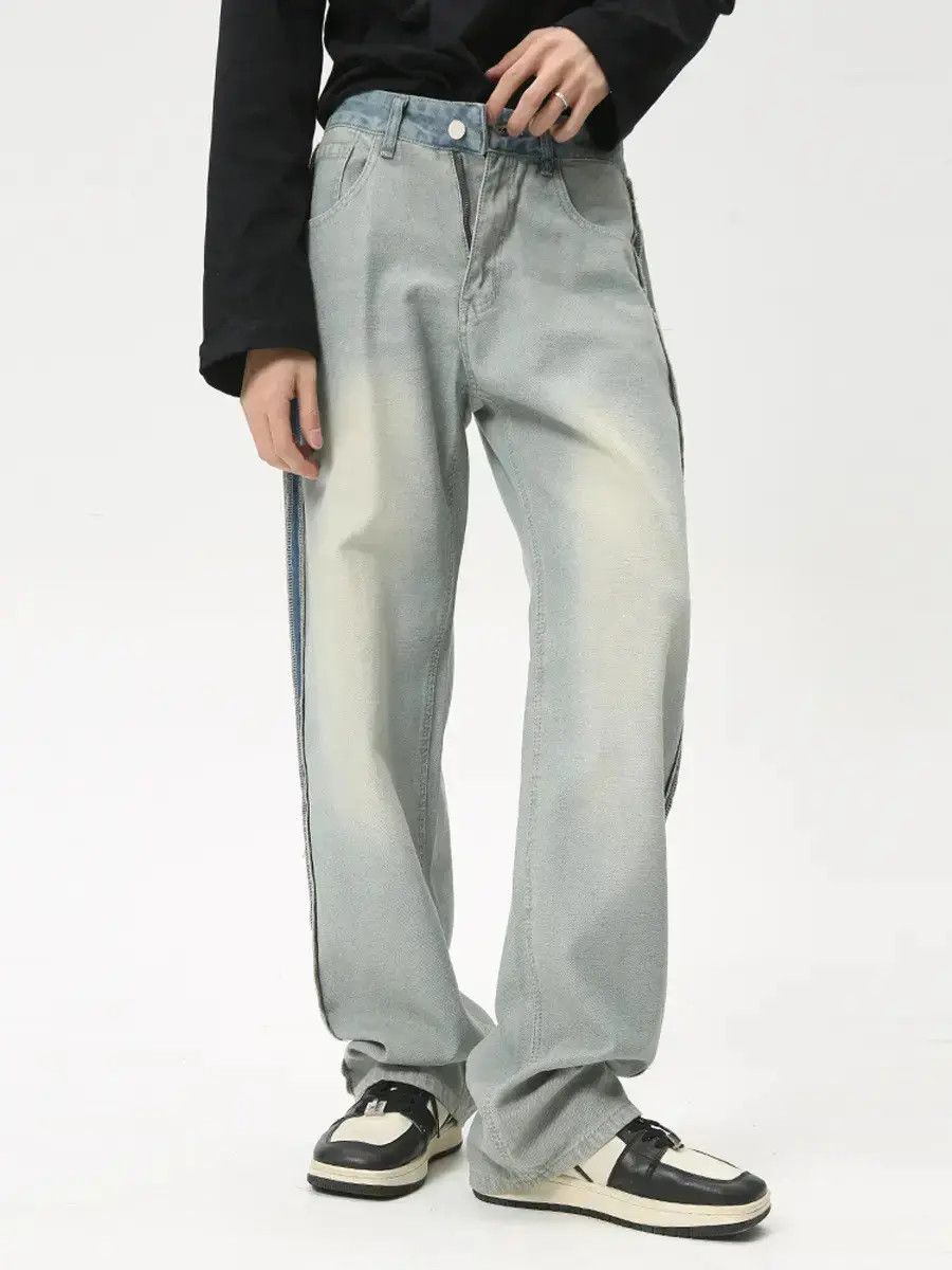 Japanese Brand Retro loose striped casual wide leg jeans Size US 32 / EU 48 - 4 Thumbnail