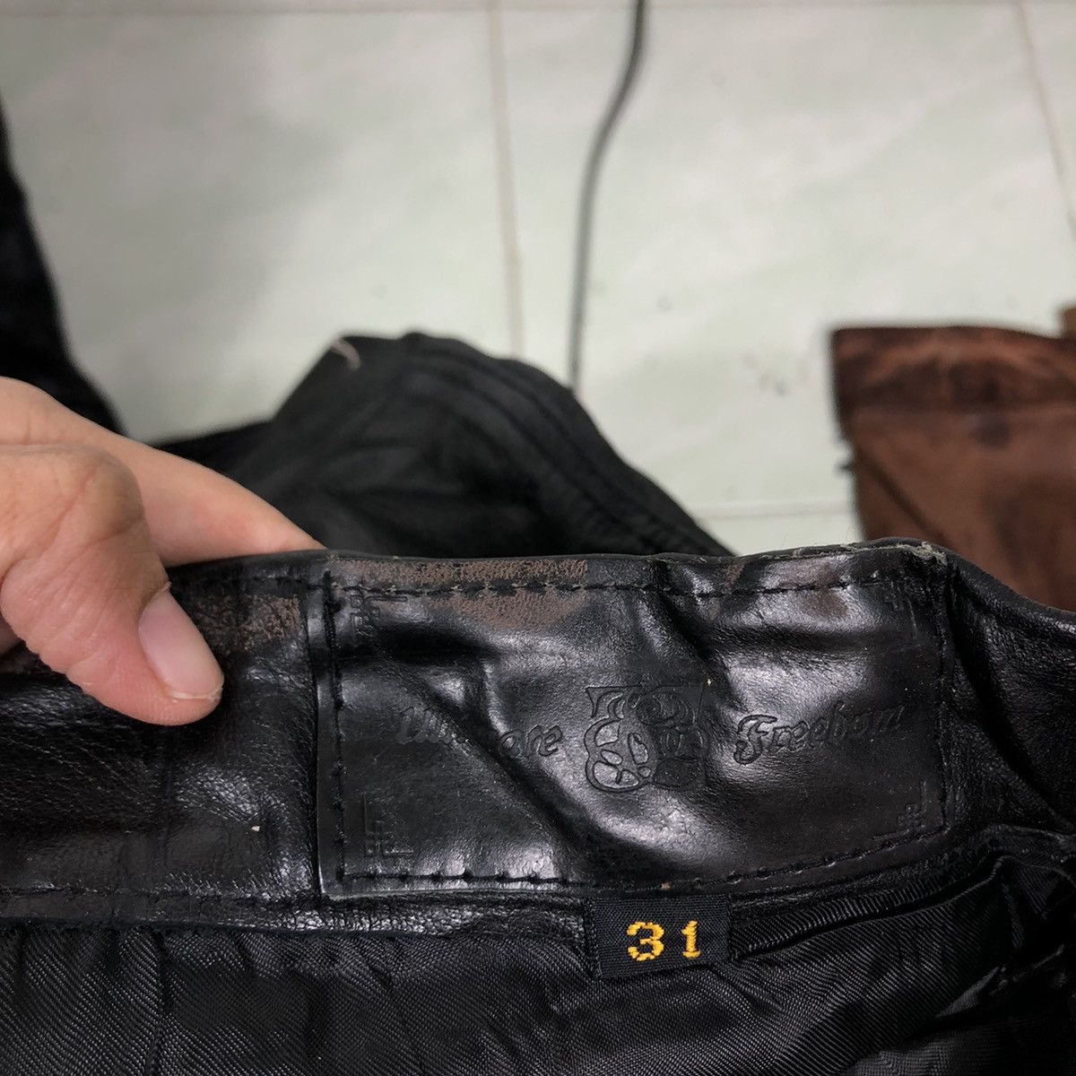 Genuine Leather 🔥Vtg Biker Leather Pants Freedom Inspire Issey Miyake Size US 29 - 14 Thumbnail