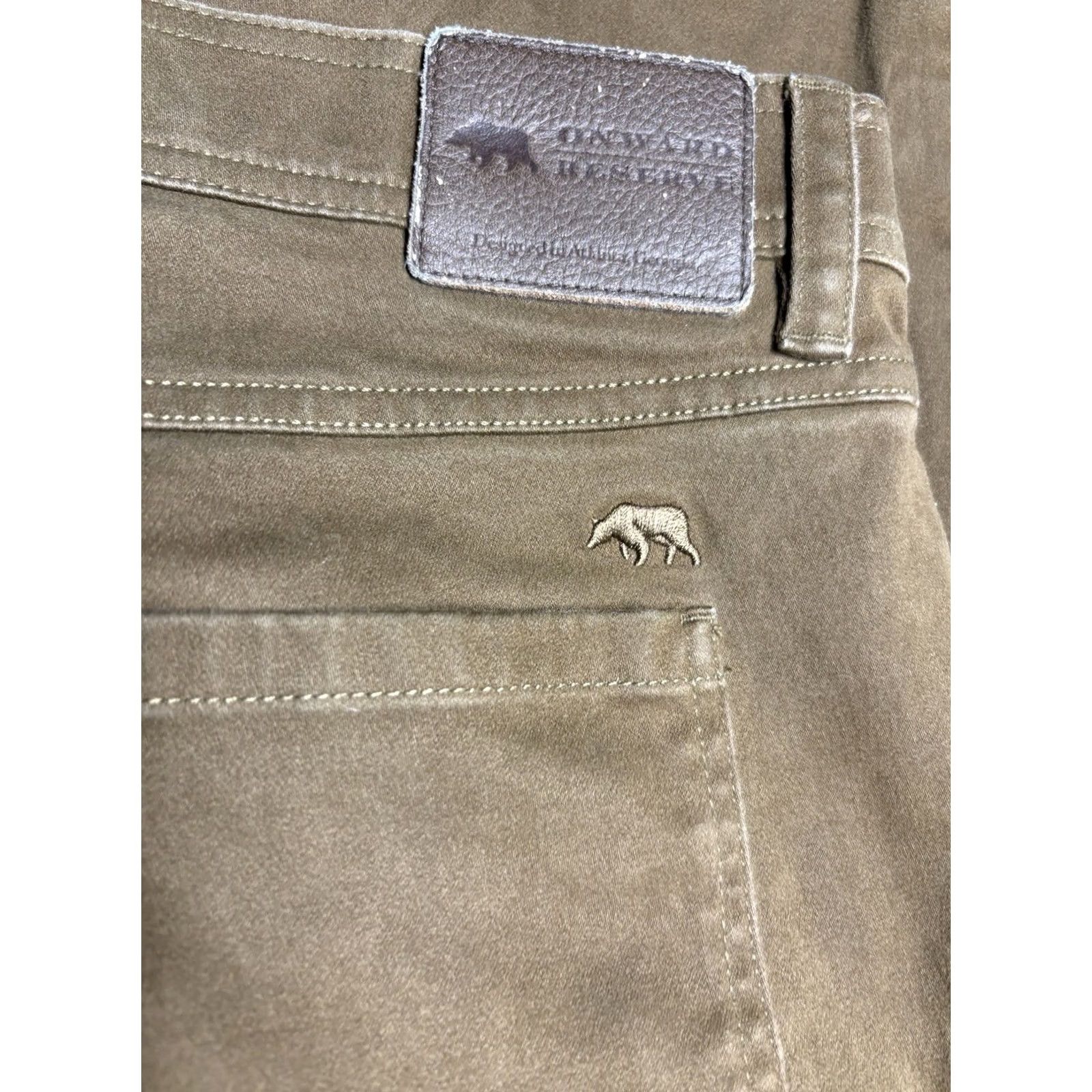 Vintage Onward Reserve Pants Men 42x30 Brown Cotton Stretch Chino Flat Front Pockets Straight 30 In Inseam Size US 42 / EU 58 - 2 Thumbnail