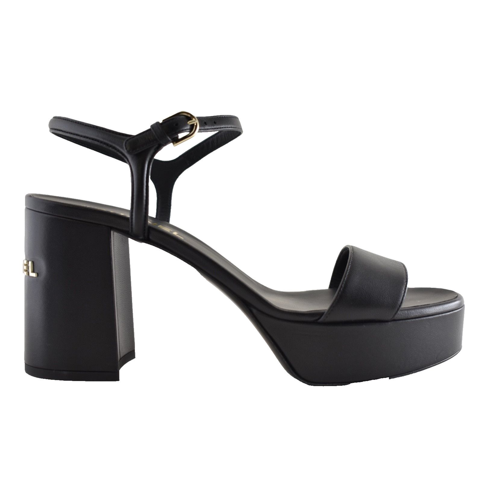 Chanel Chanel 24C Black Lambskin Leather Logo Platform Ankle Size US 11 / IT 41 - 1 Thumbnail