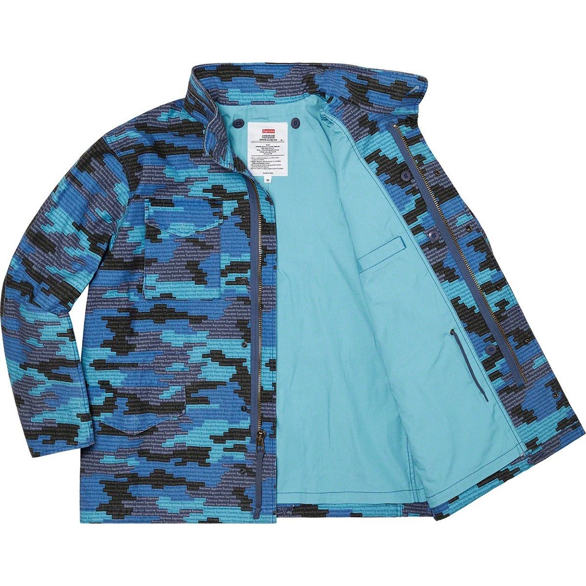 Supreme Box Logo Camo M-65 Jacket Blue Camouflage Size Large
