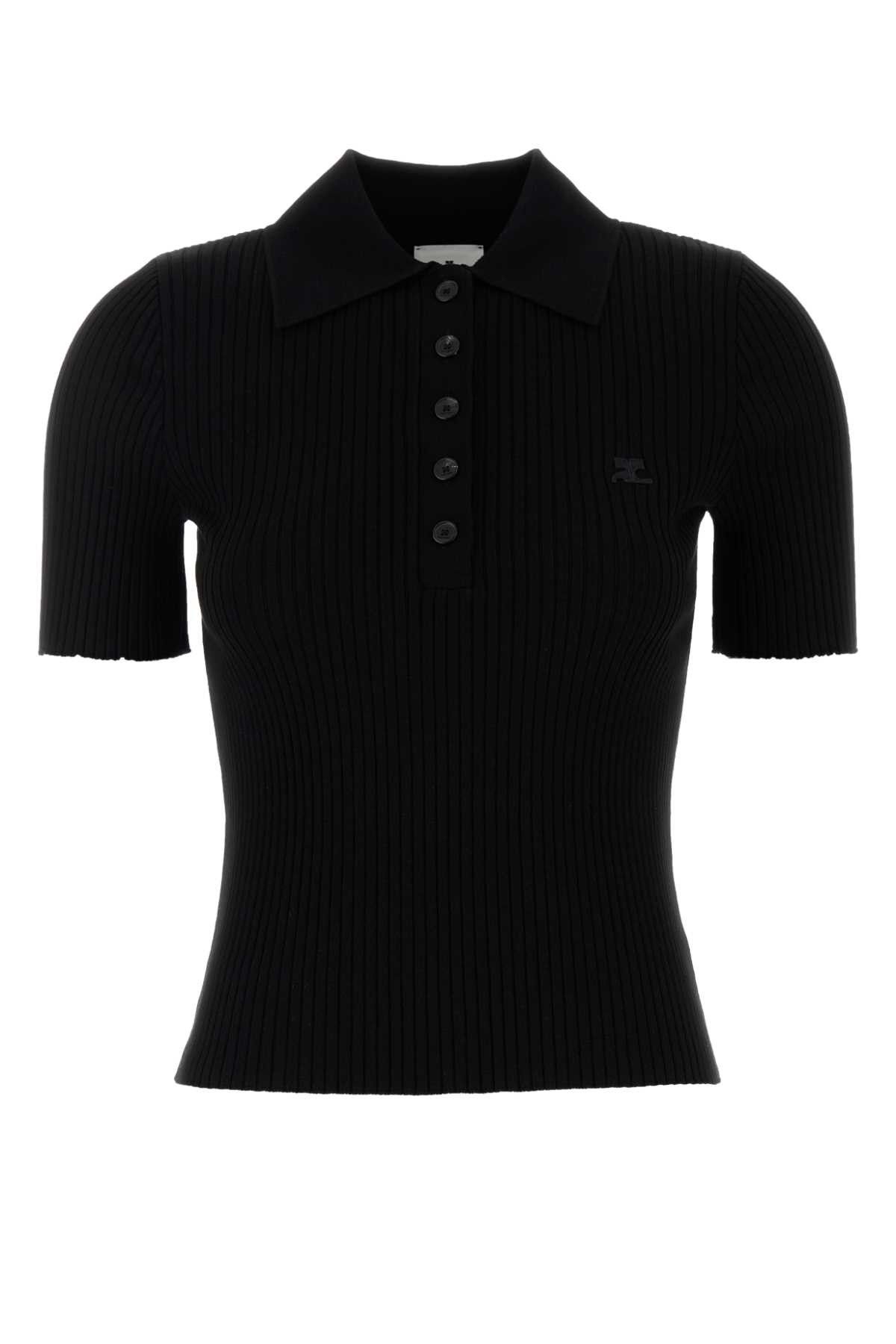 Courreges Black Viscose Blend Polo Shirt Size M / US 6-8 / IT 42-44 - 1 Thumbnail