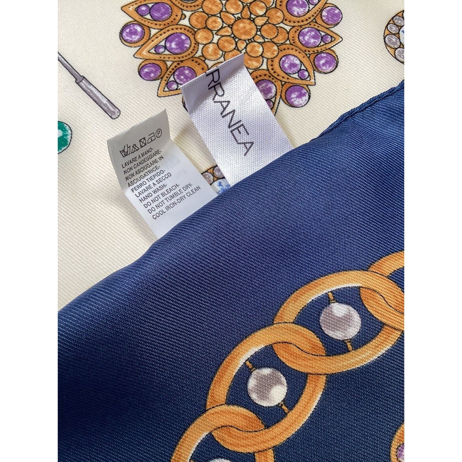 Other MEDITERRANEA White Jewelry Print Polyester Scarf Italy Size ONE SIZE - 6 Thumbnail