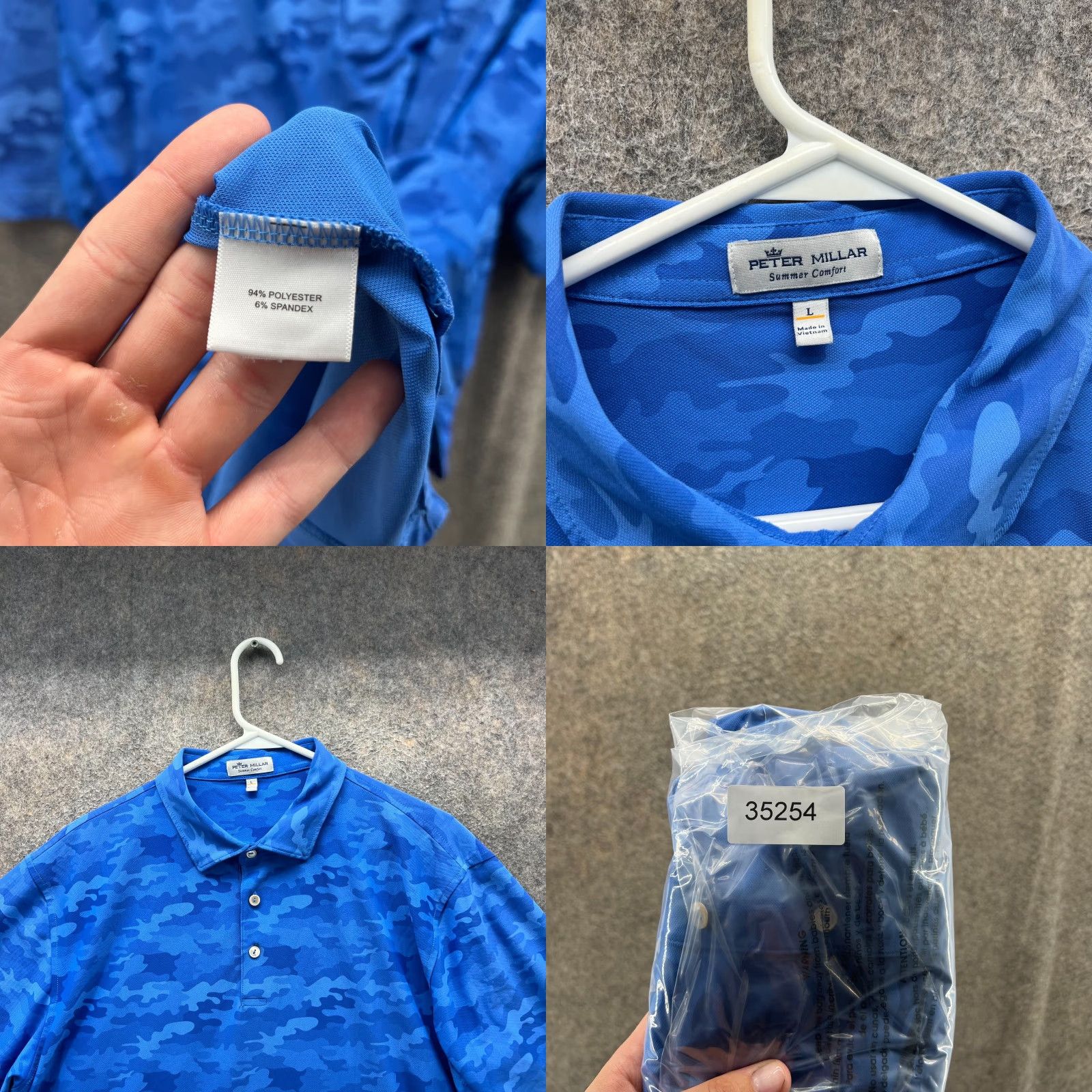 Peter Millar Peter Millar Polo Shirt Mens Large Blue Camouflage Summer Comfort Golf Mirasol Size US L / EU 52-54 / 3 - 8 Thumbnail