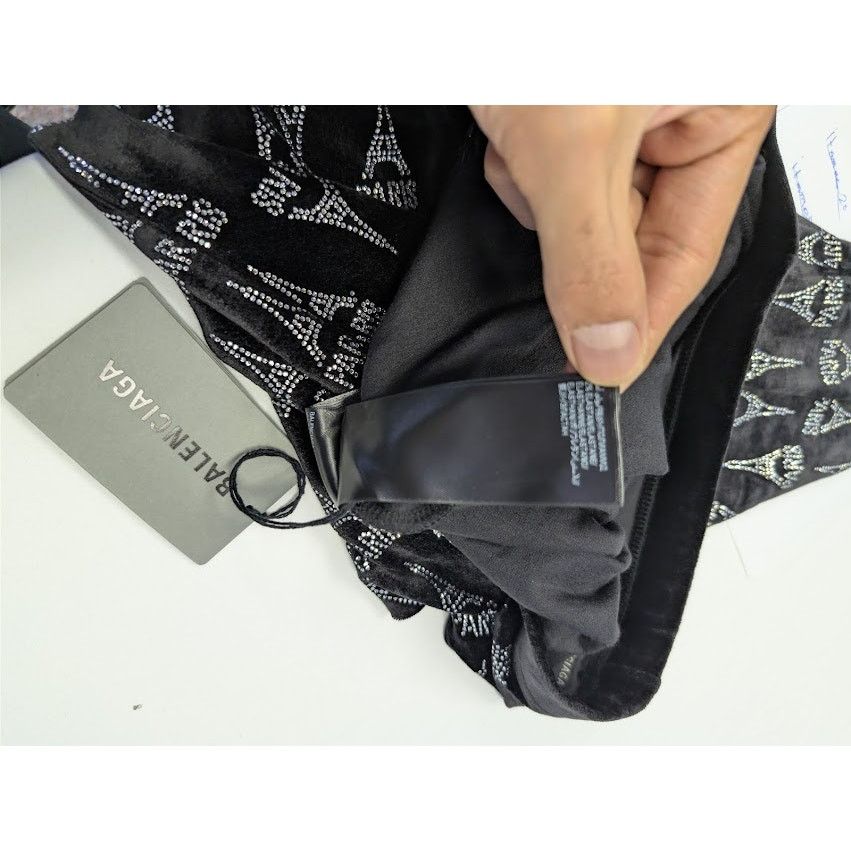 Balenciaga o1rshd1 Eiffel Tower Strass Velvet Elastic Pants in Black Size 30" / US 8 / IT 44 - 20 Thumbnail
