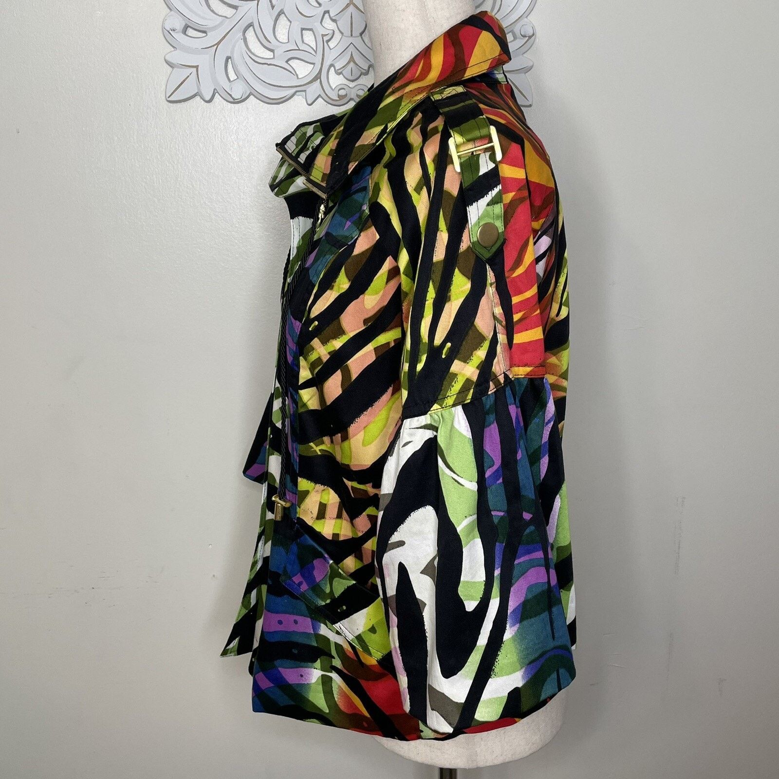 Other JUST B Women's Jacket MEDIUM Rainbow Tiger Stripe 3/4 Sleeve Size M / US 6-8 / IT 42-44 - 5 Thumbnail