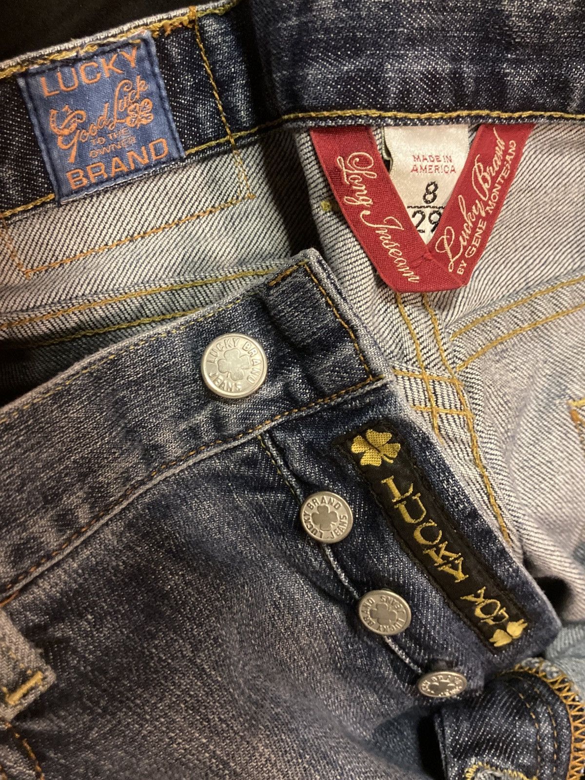 Lucky Brand Vtg Y2k Lucky Brand Easy Rider Owl Gusset Flare Jean 29 USA Size 29" - 16 Thumbnail