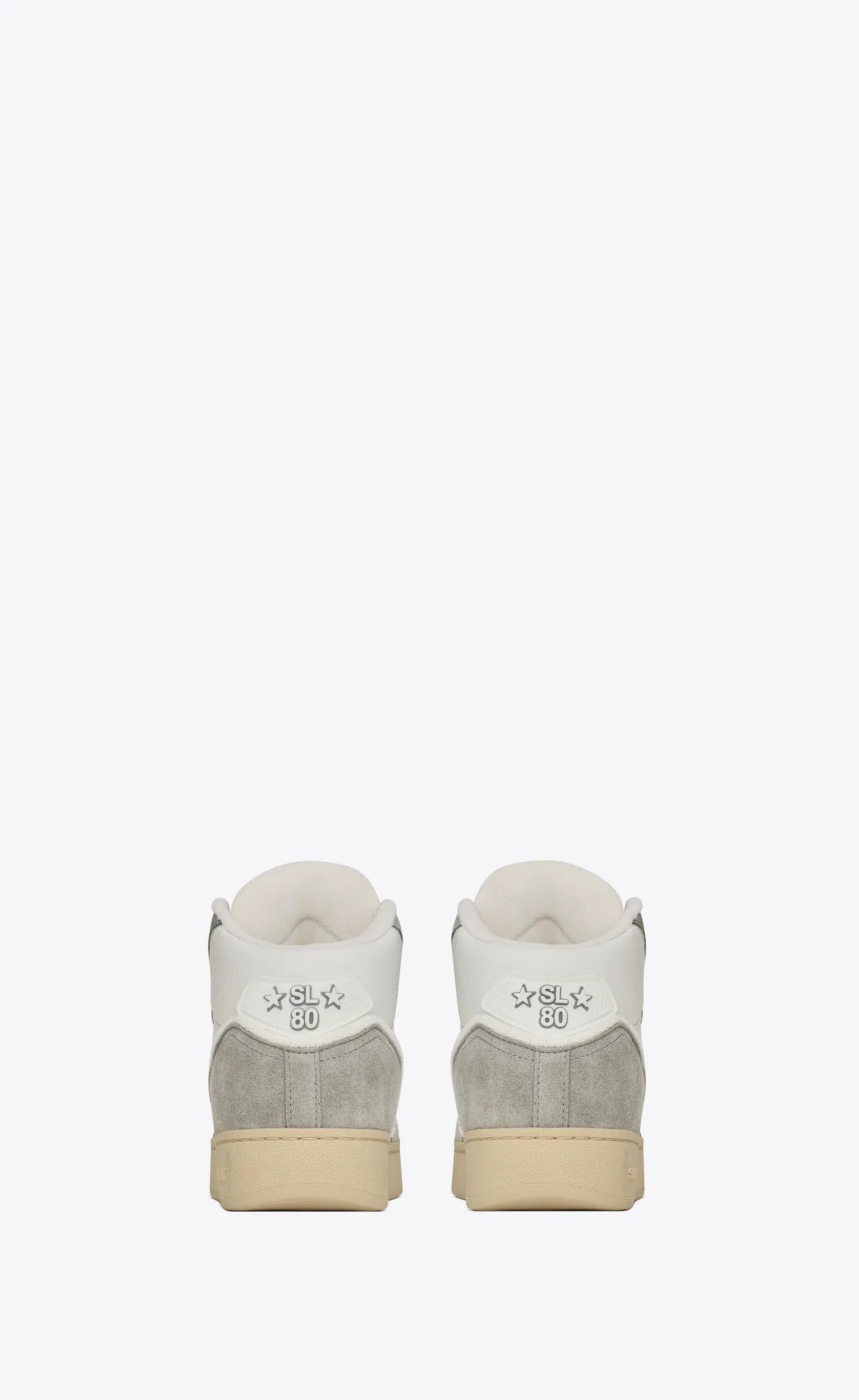 Saint Laurent Paris o1s1wg110425 SL/80 Sneakers in Leather And Suede White/Grey Size US 10.5 / EU 43-44 - 5 Thumbnail