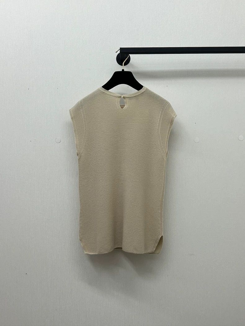 Loro Piana LORO PIANA Camel colored cashmere open shirt sleeveless kn Size L / US 10 / IT 46 - 6 Thumbnail