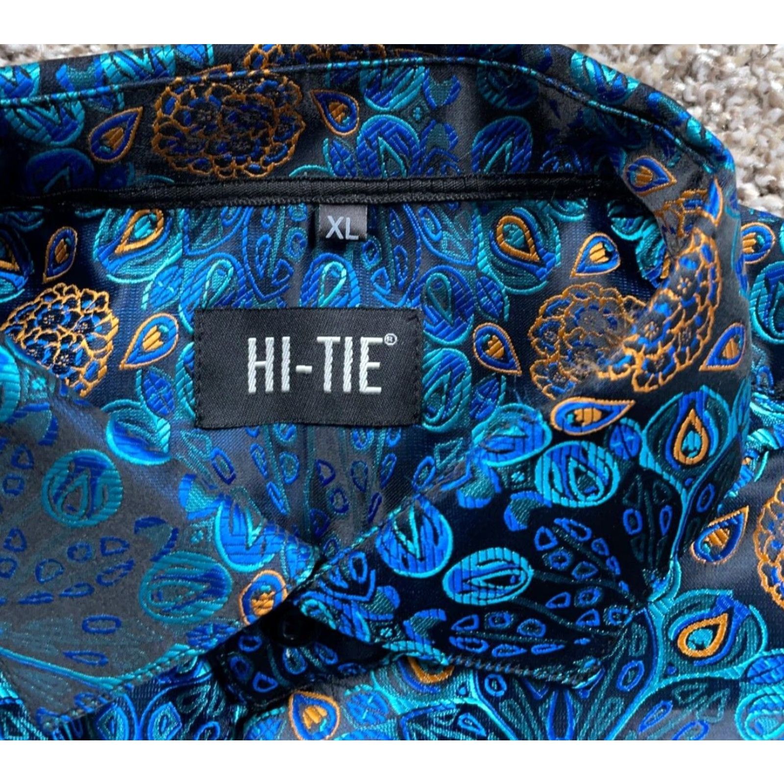 Gloverall Hi-Tie Sh​irt Adult XL Blue Paisley Pattern Bohemian Hippie Retro Casual Button-Up Shirt Mens XL Size US XL / EU 56 / 4 - 4 Thumbnail