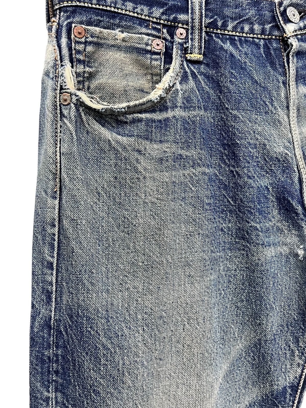 Evisu 🔥EVISU YAMANE NO1 SPECIAL SELVEDGE Worn-Out Thrashed Denim Size US 31 - 4 Thumbnail