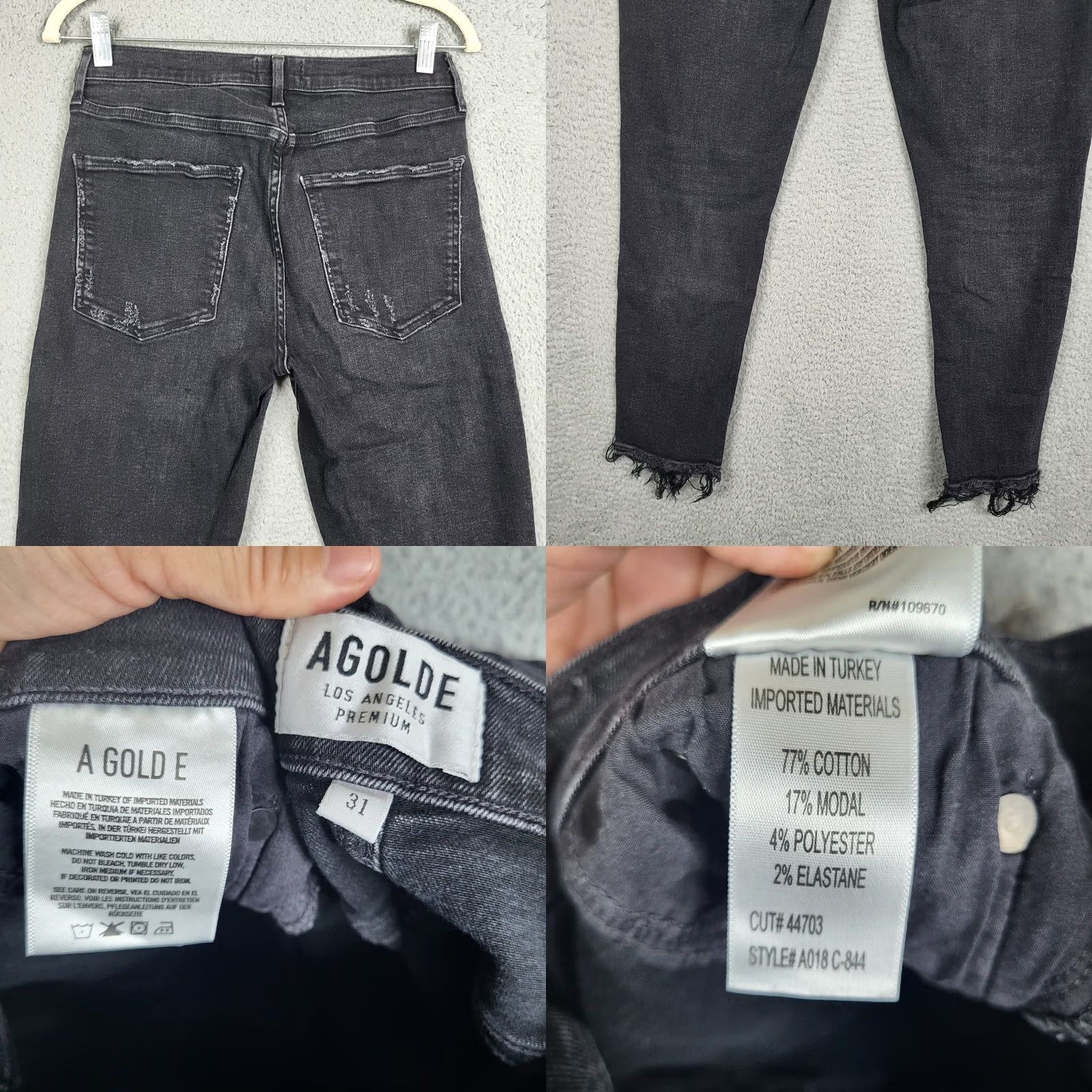 Agolde AGOLDE Sophie Mid rise Jeans Women's Black Stretch Size 31 Denim Regular Fit jeans 31 Black Womens Size 24" / US 00 / IT 34 - 8 Thumbnail
