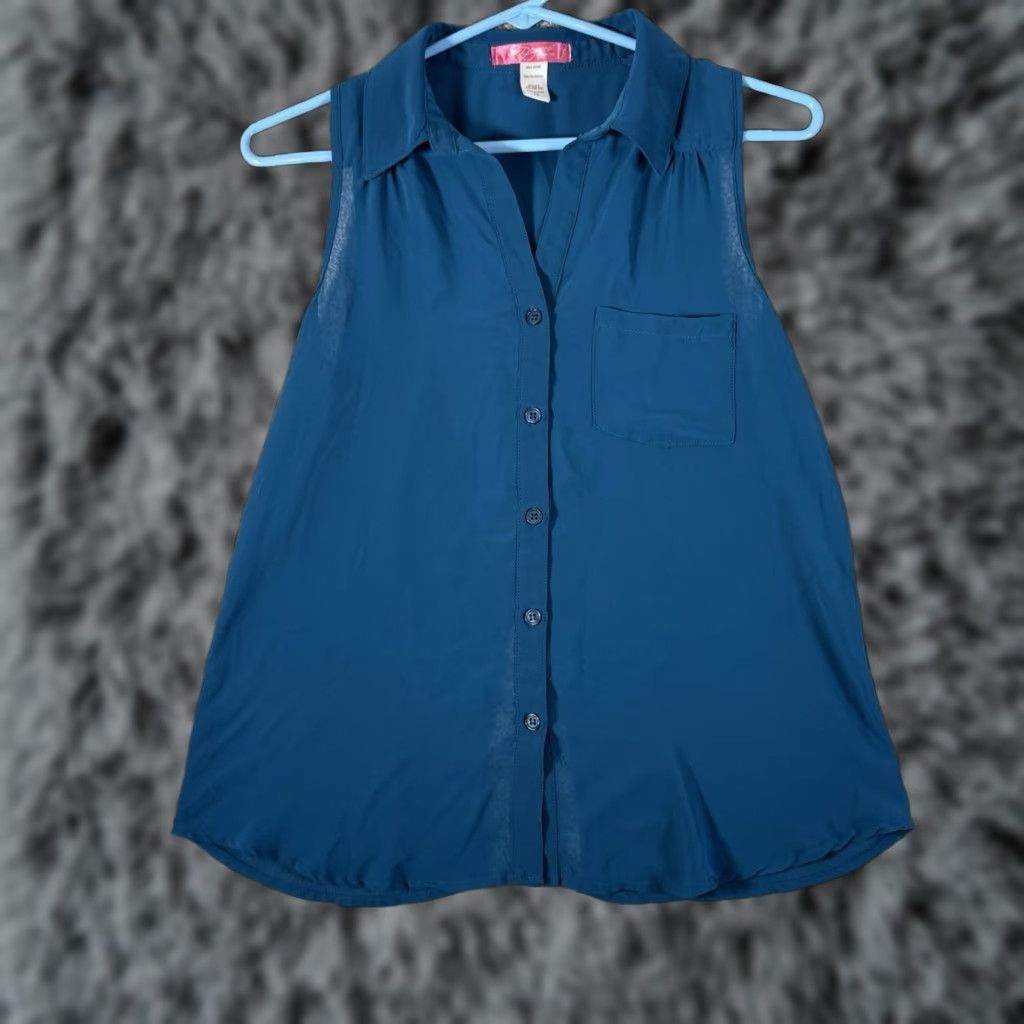 Vintage Six Degrees of Separation Top Blouse XS Sleeveless Lightweight Casual Summer Classic Blue Womens Size XS / US 0-2 / IT 36-38 - 1 Thumbnail