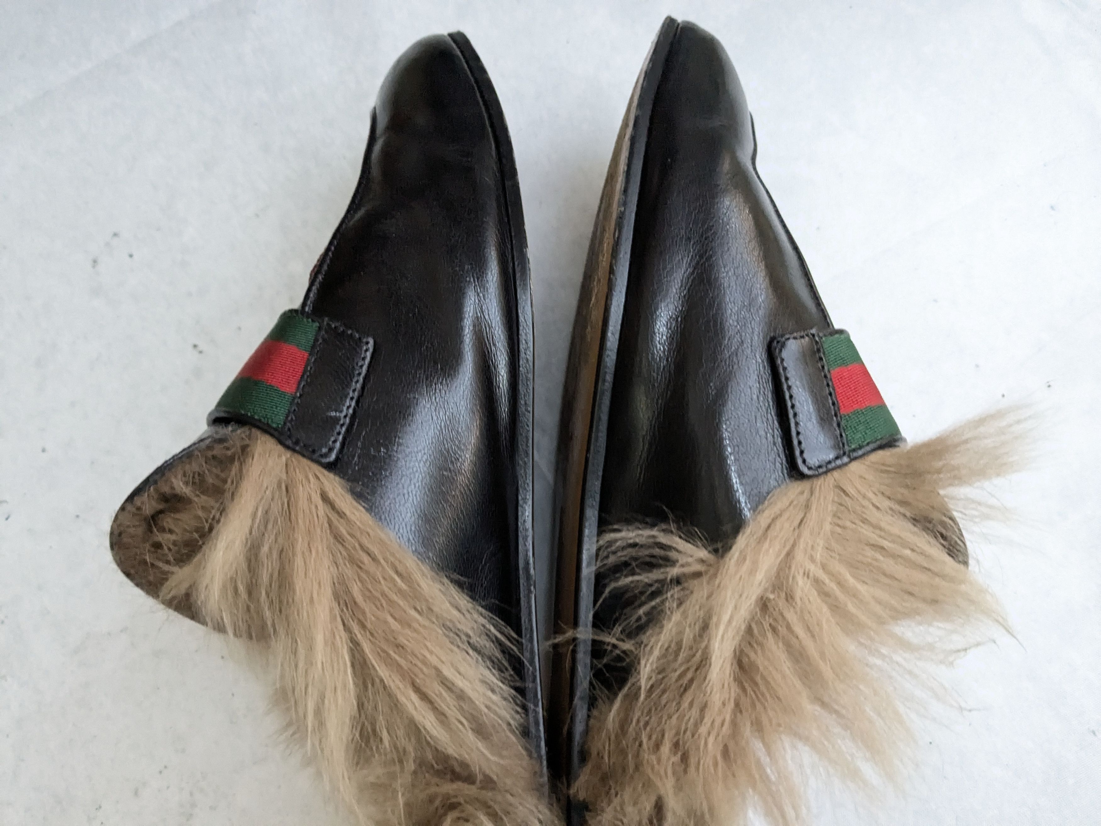 Gucci Princetown Horsebit Loafers 11 Black Leather Mules Fur display picture 1