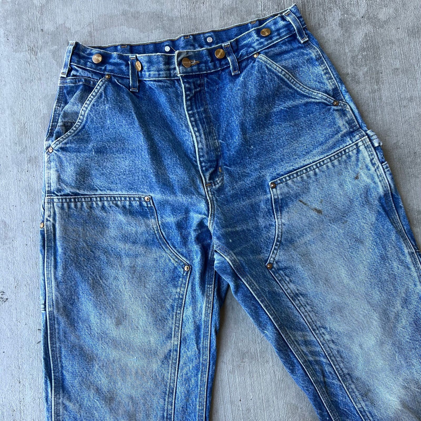 Carhartt × Vintage Carhartt faded blue denim double knee work carpenter pants Size US 32 / EU 48 - 9 Thumbnail