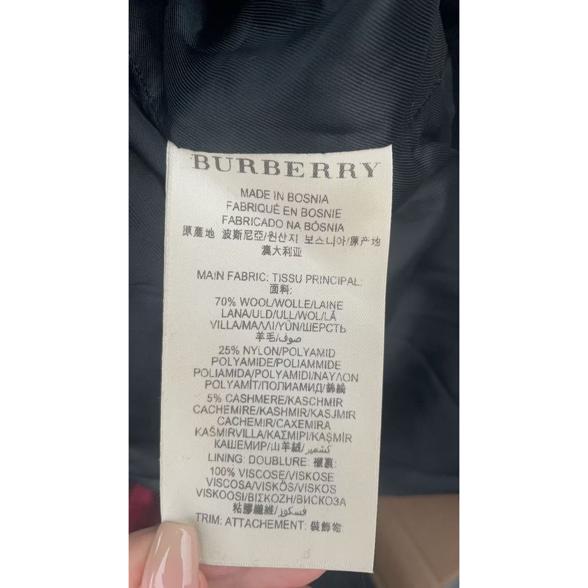 Burberry Burberry Black Wool Blend Double-Breasted Belted Coat Size L / US 10 / IT 46 - 8 Thumbnail