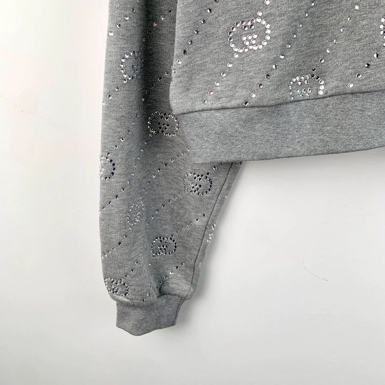 Gucci Gucci Gray rhinestone cotton round-neck long-sleeved sweats Size M / US 6-8 / IT 42-44 - 4 Thumbnail
