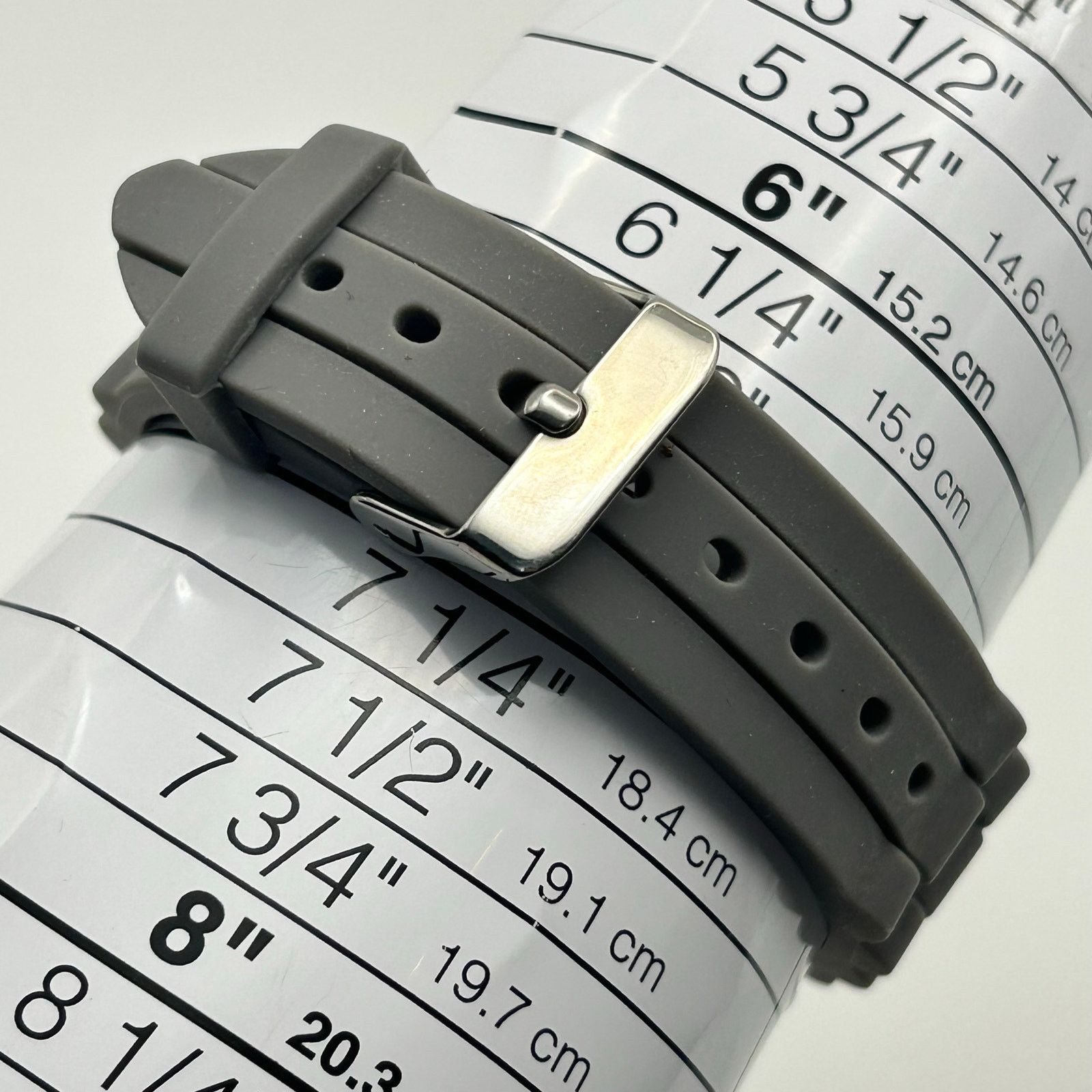 The Unbranded Brand Vivani Silver Tone Dial Round Crystal Accent Silicone Band Size ONE SIZE - 8 Thumbnail