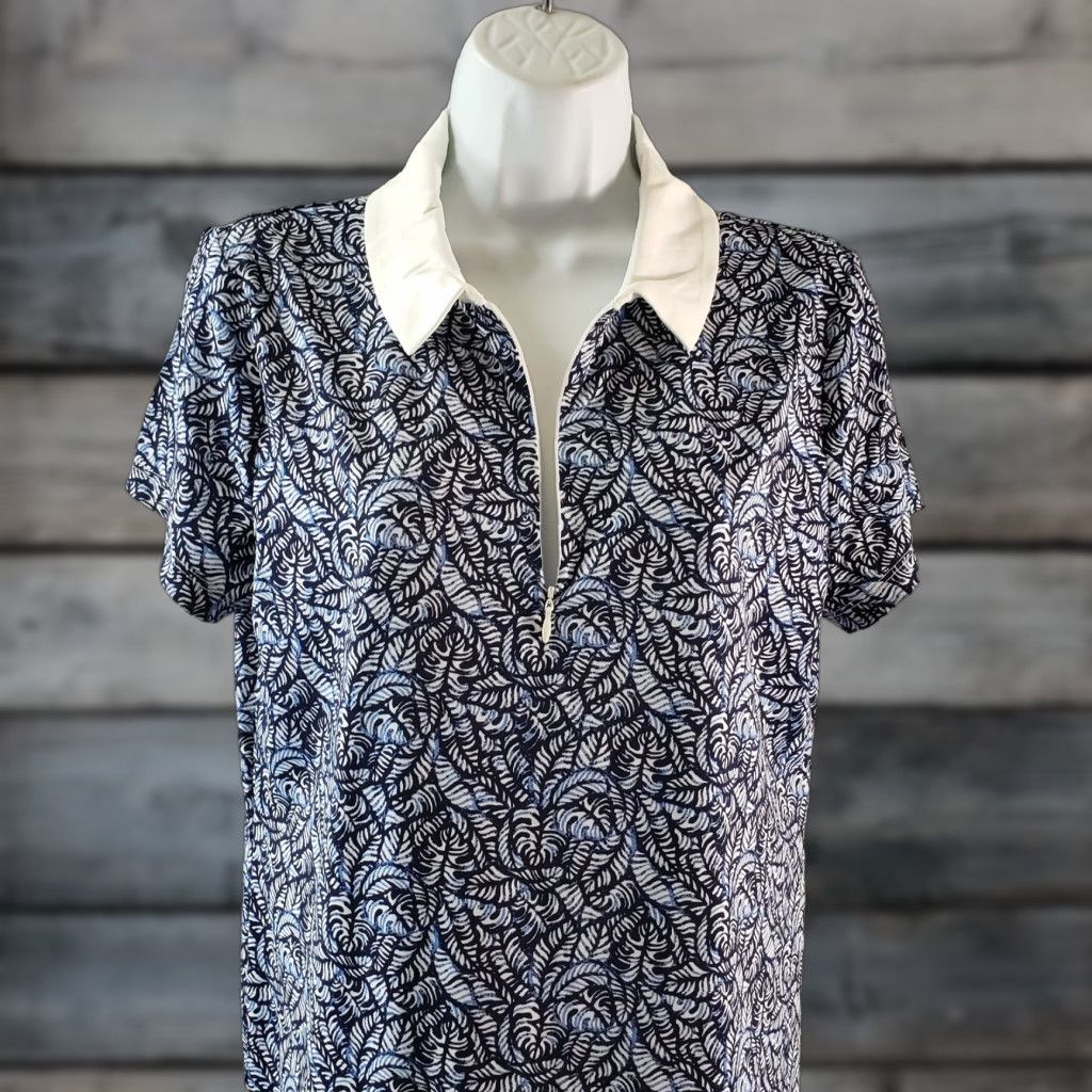 Tommy Bahama Tommy Bahama Golf Polo Womens Sz Medium Blue White 1/4 Zip Short Sleeve Size 32" / US 10 / IT 46 - 1 Thumbnail