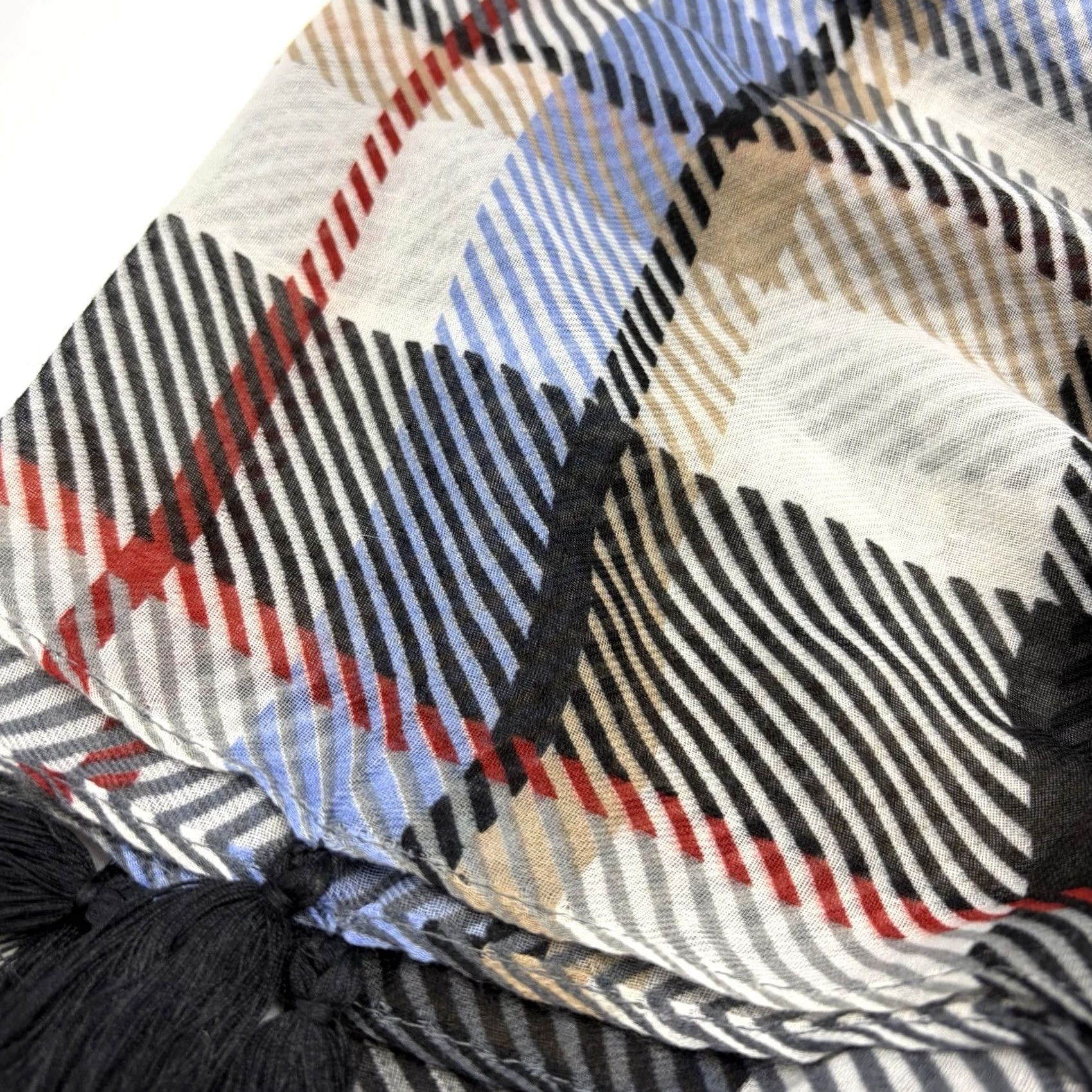 Vera Bradley Vera Bradley Scarf Rectangle Scarf Plaid Black White Fringe Lightweight Women, 72" x 30" Size ONE SIZE - 5 Thumbnail