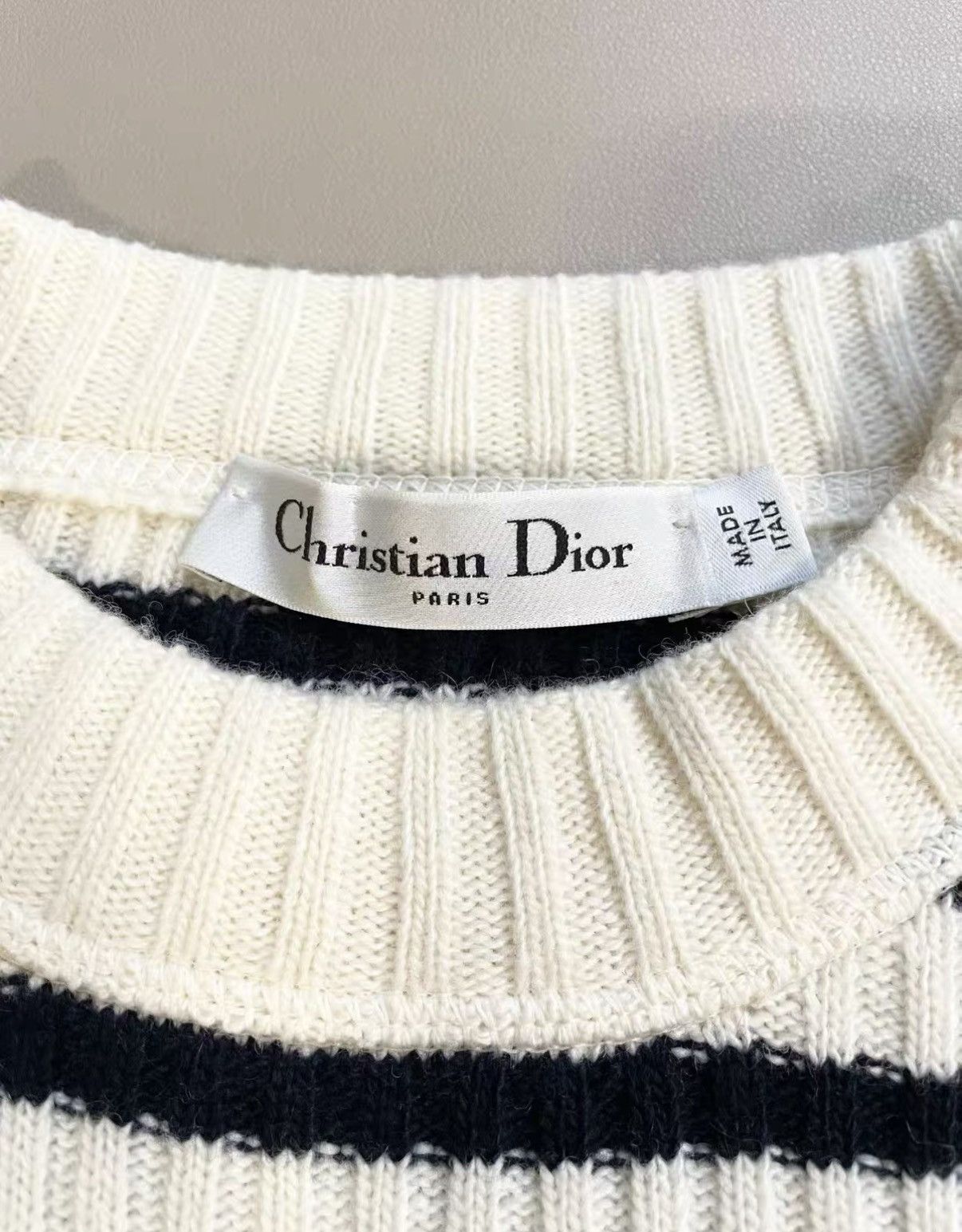 Dior Dior Classic Navy Collar Striped Cashmere Sweater J33 Size XXS / US 00 / IT 34 - 6 Thumbnail