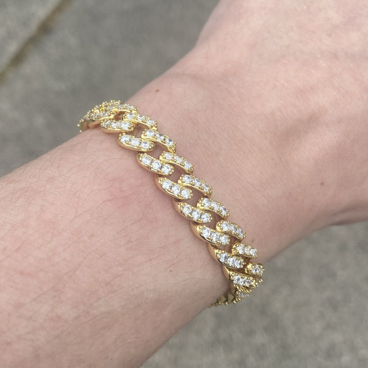 Other Gold Bracelet 14k Gold Plated CZ Cuban 8mm 8in Size ONE SIZE - 1 Thumbnail