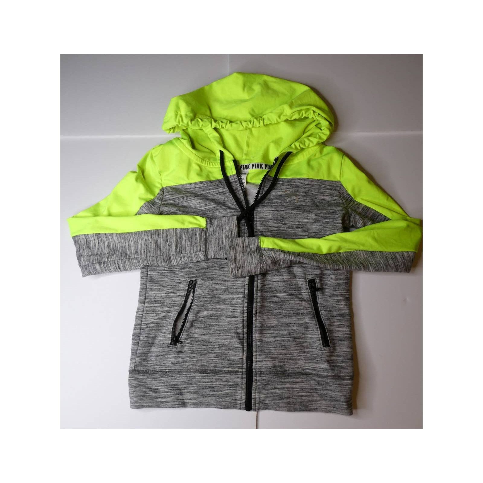 Pink PINK full zip hoodie, athletic material, XS Size XS / US 0-2 / IT 36-38 - 1 Thumbnail