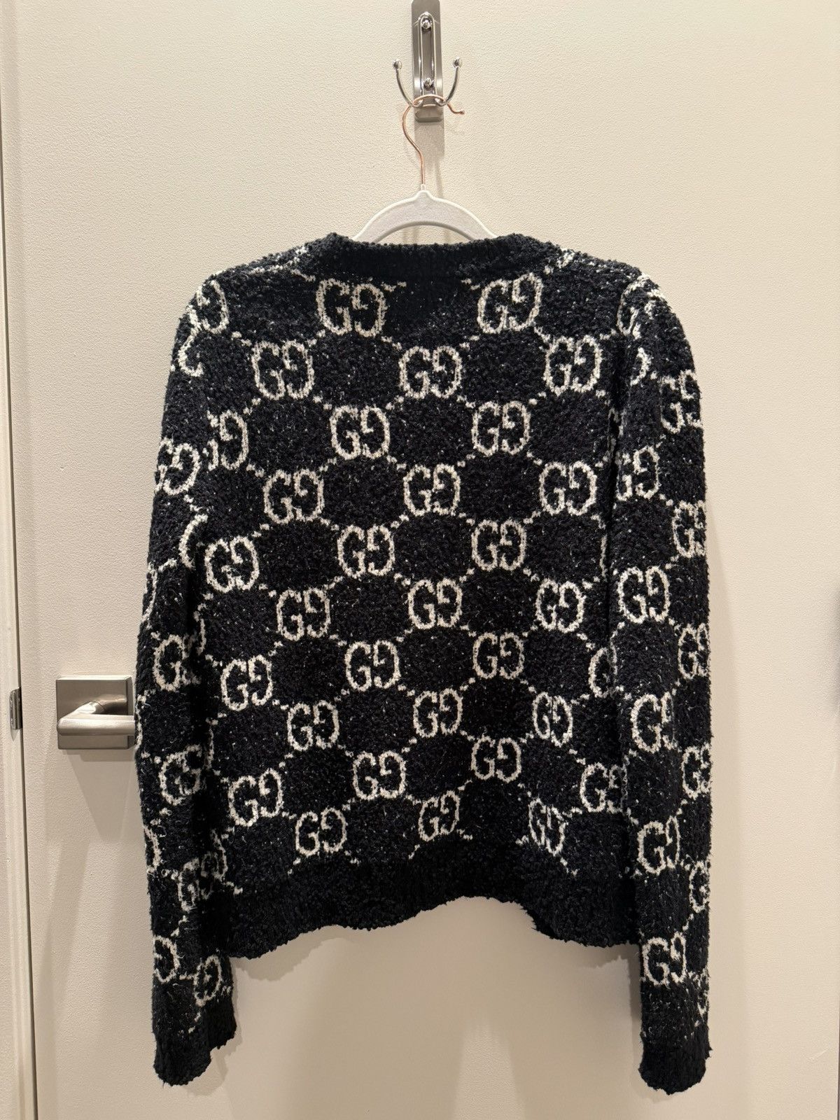 Gucci Gucci 2023 Black Logo Jacquard Cotton Cardigan Size XS / US 0-2 / IT 36-38 - 2 Thumbnail
