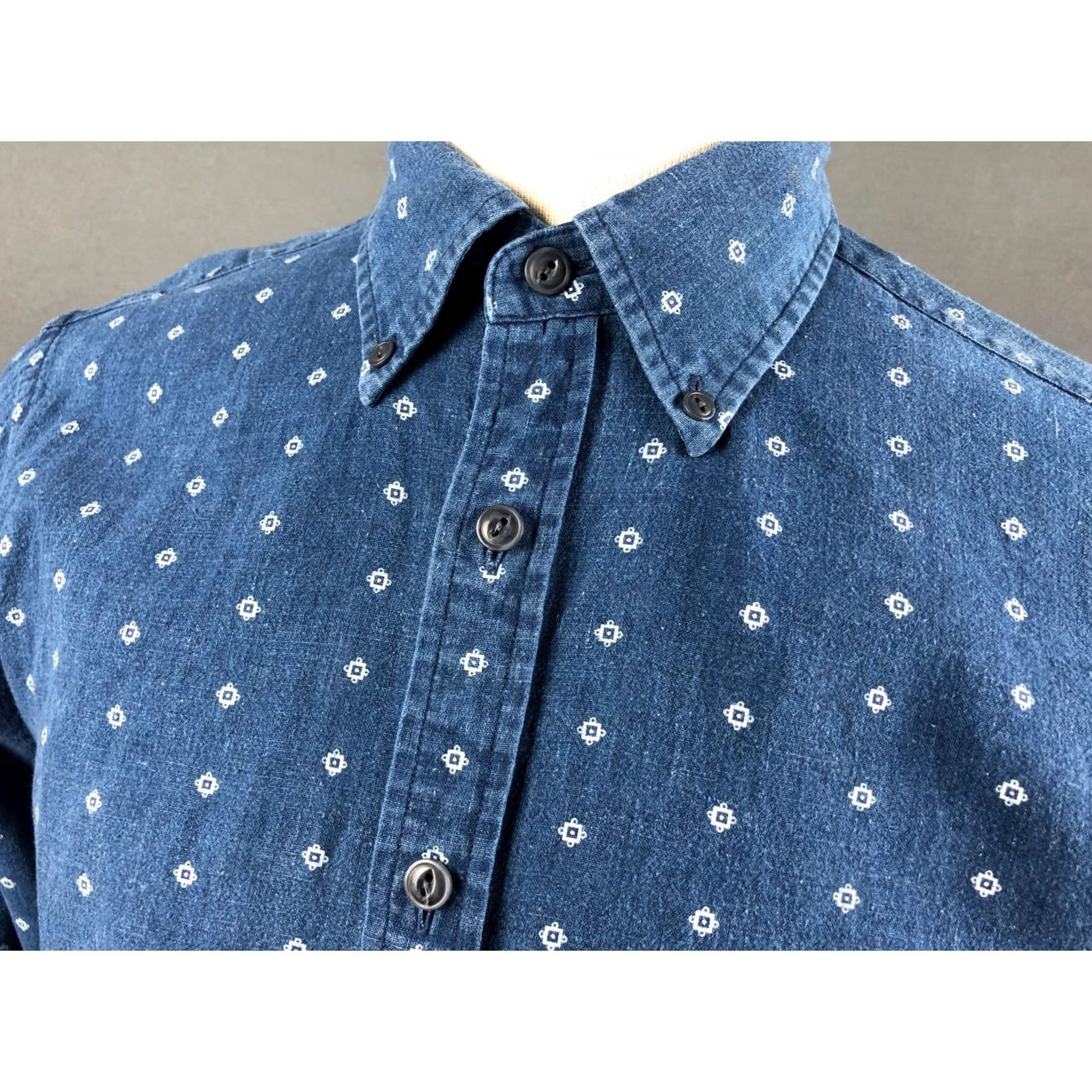 Brooks Brothers Brooks Brothers Men's Shirt M Blue Linen Patterned Button-Up Collared Long Sleeve Geometric Casual Size US M / EU 48-50 / 2 - 6 Thumbnail