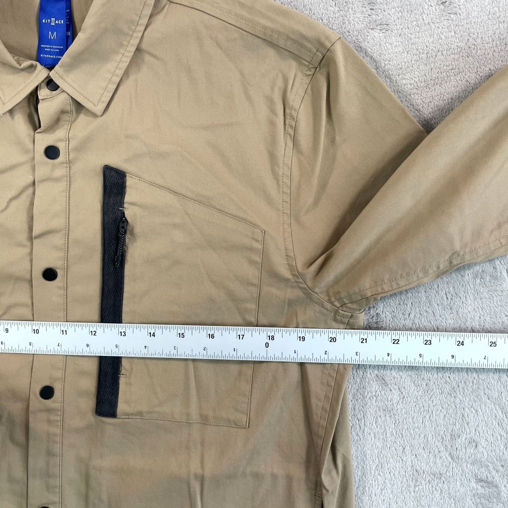 Vintage Kit & Ace Snap Up Shacket Jacket Men M Beige Travel Zip Pockets Shirt? Size US M / EU 48-50 / 2 - 6 Thumbnail