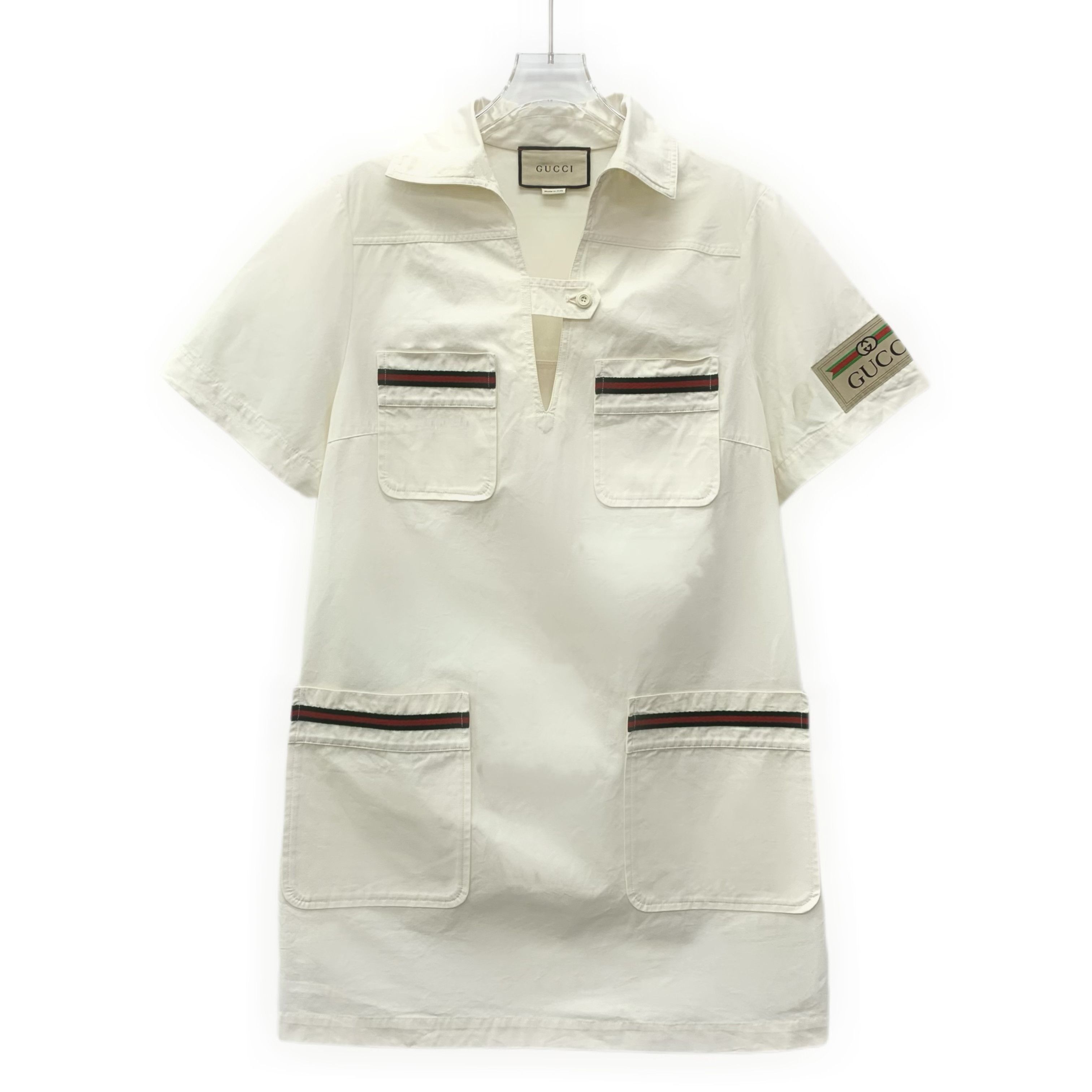 Gucci Gucci Cream Pocket Stripe Cotton Dress XS Size XS / US 0-2 / IT 36-38 - 1 Thumbnail