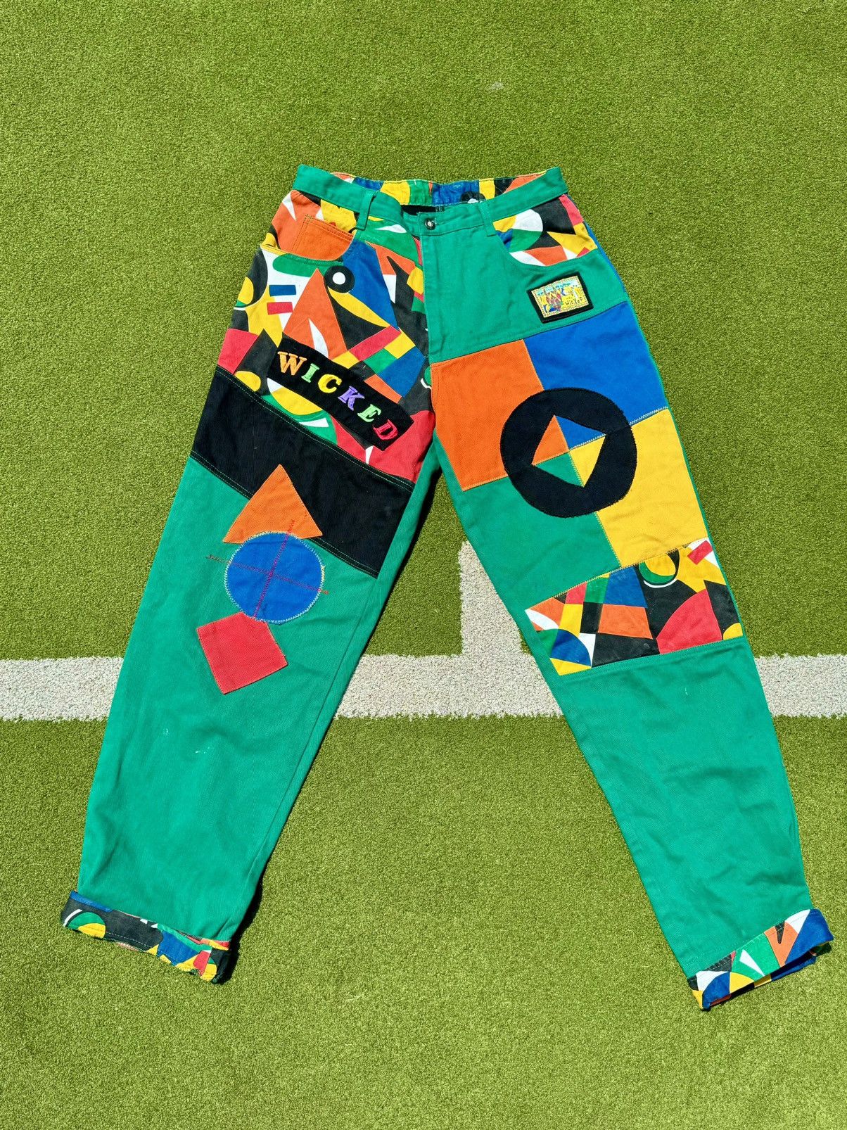 Vintage 1990’s Vintage Bohemian Boho Tribal Funky Hippie Denim Jeans Size US 34 / EU 50 - 2 Thumbnail