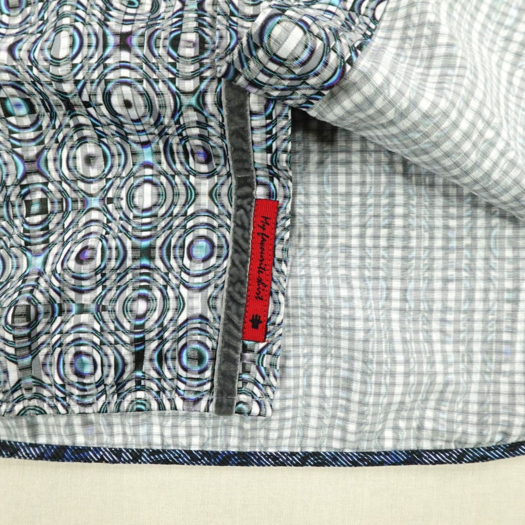 Luchiano Visconti Luchiano Visconti Geometric Button-Up Shirt Mens Large Blue Regular Fit Cotton Modal Size US L / EU 52-54 / 3 - 5 Thumbnail